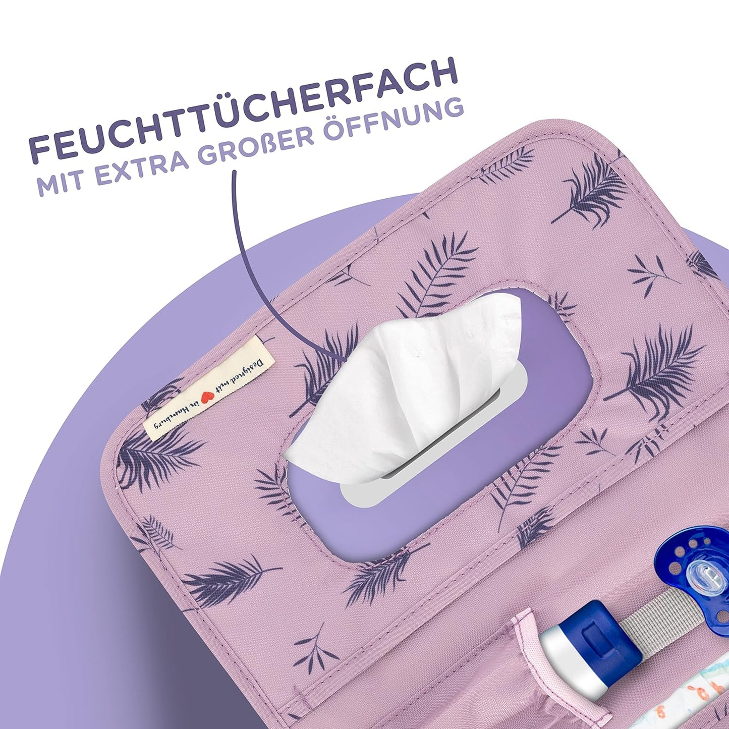 Windeltasche mit Wickelunterlage für unterwegs, Lila