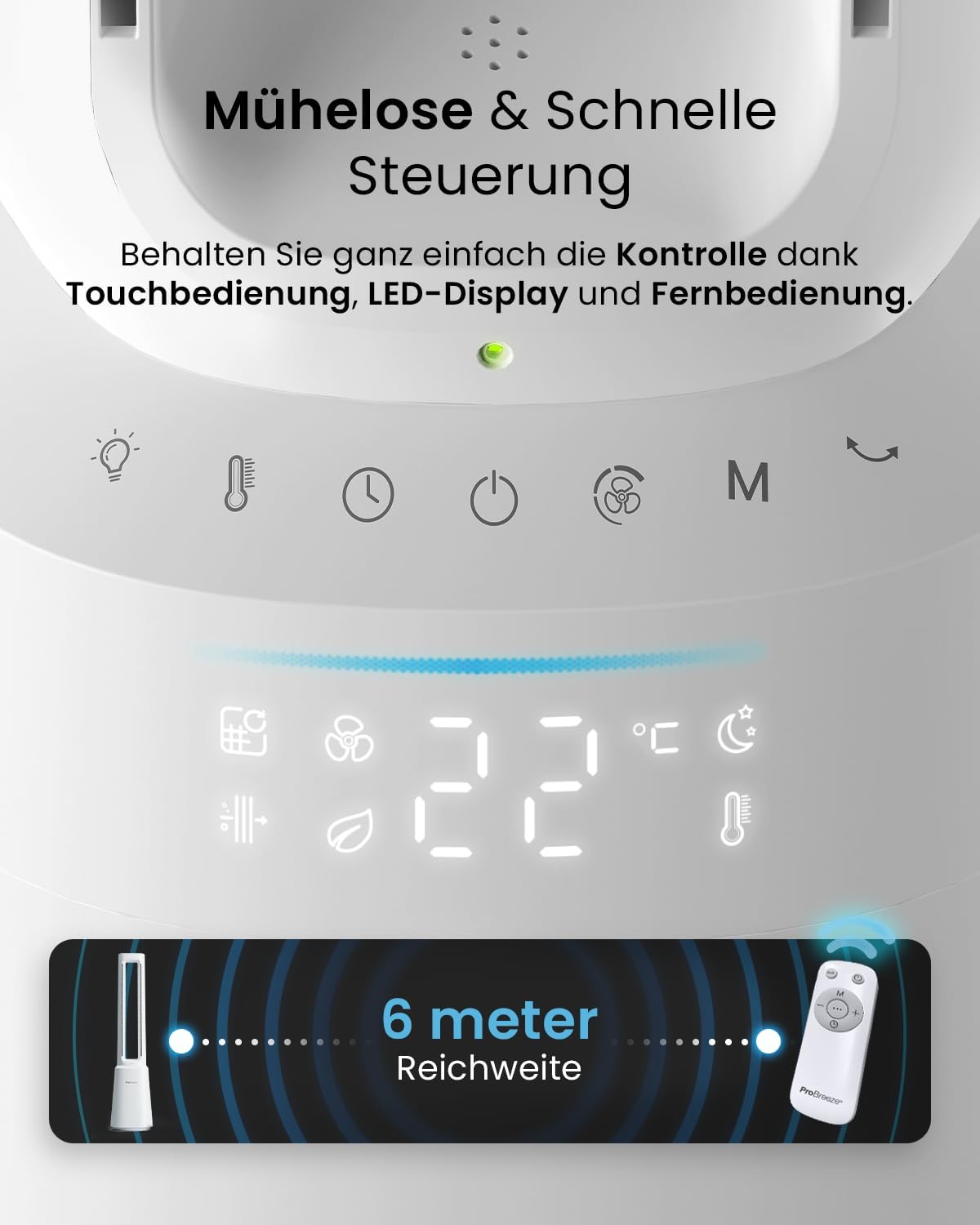 OmniAir Turmventilator mit Luftreiniger, Ohne App / Weiss