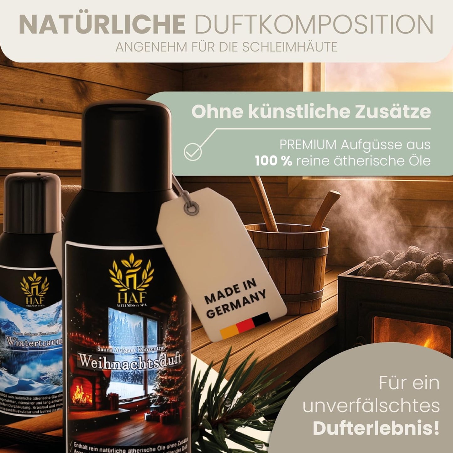 Saunaaufguss Konzentrat mit ätherischen Ölen, 250 ml Orange-Honig