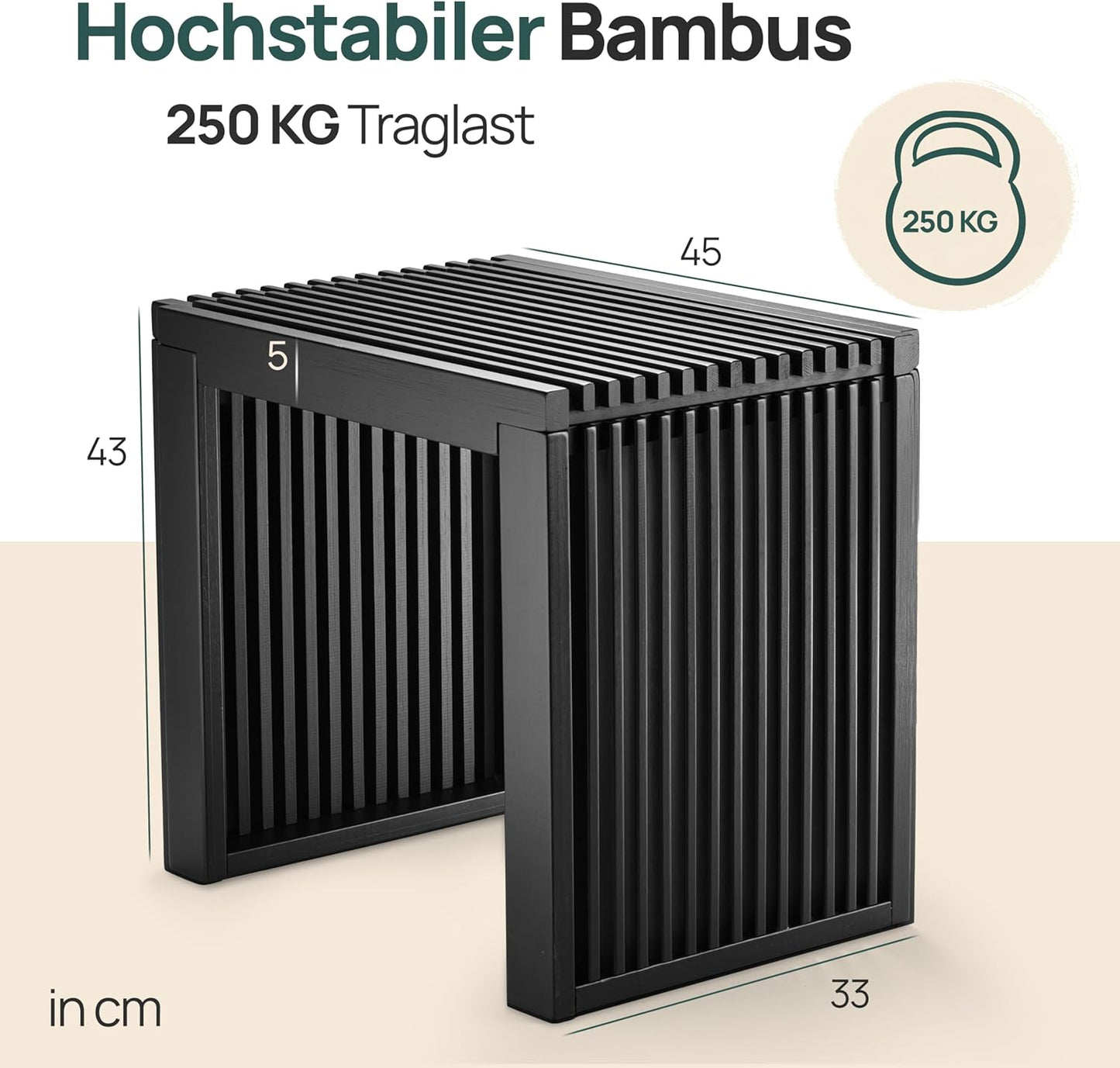 Hocker für Flur und Schlafzimmer, Schwarz Kurz ohne Schuhablage