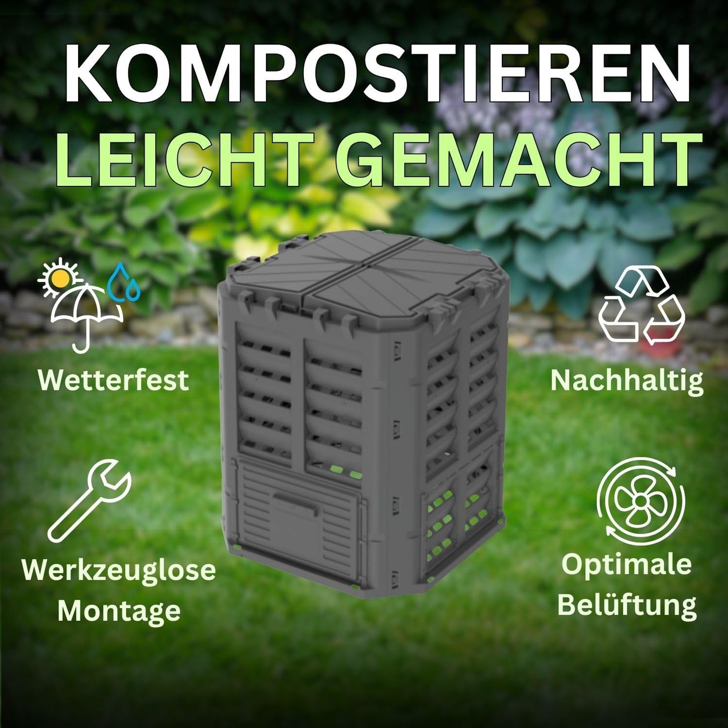 Thermokomposter mit Belüftungssystem, 300 Liter