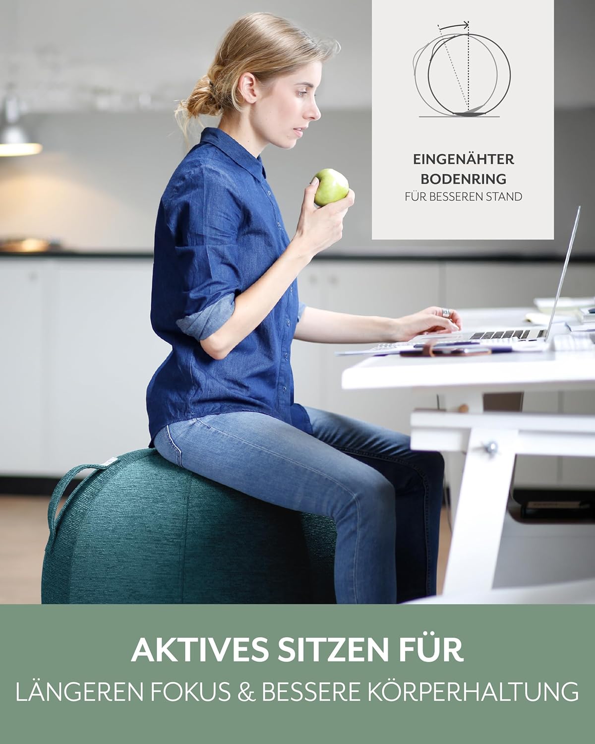 Ergonomischer Sitzball Stov, 60cm - 65cm Petrol