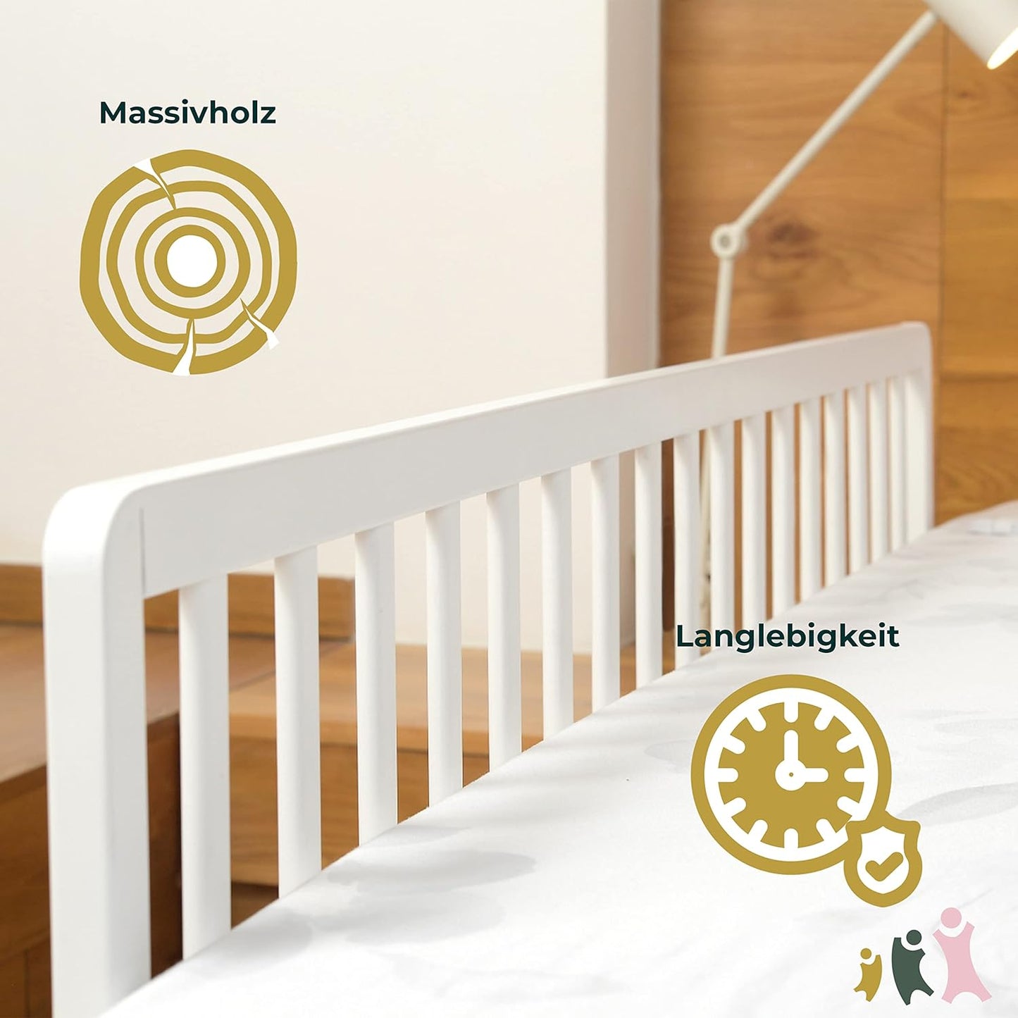 Bettschutzgitter, Weiss, 140 cm