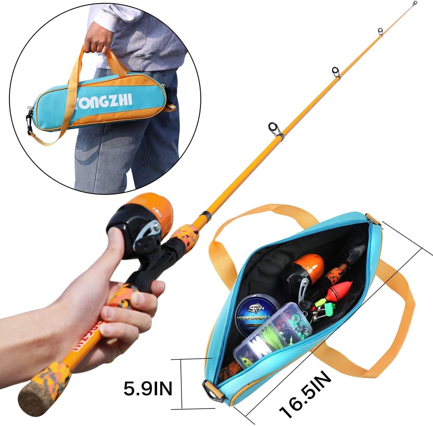 Kinder-Teleskoprute mit Zubehör, Orange