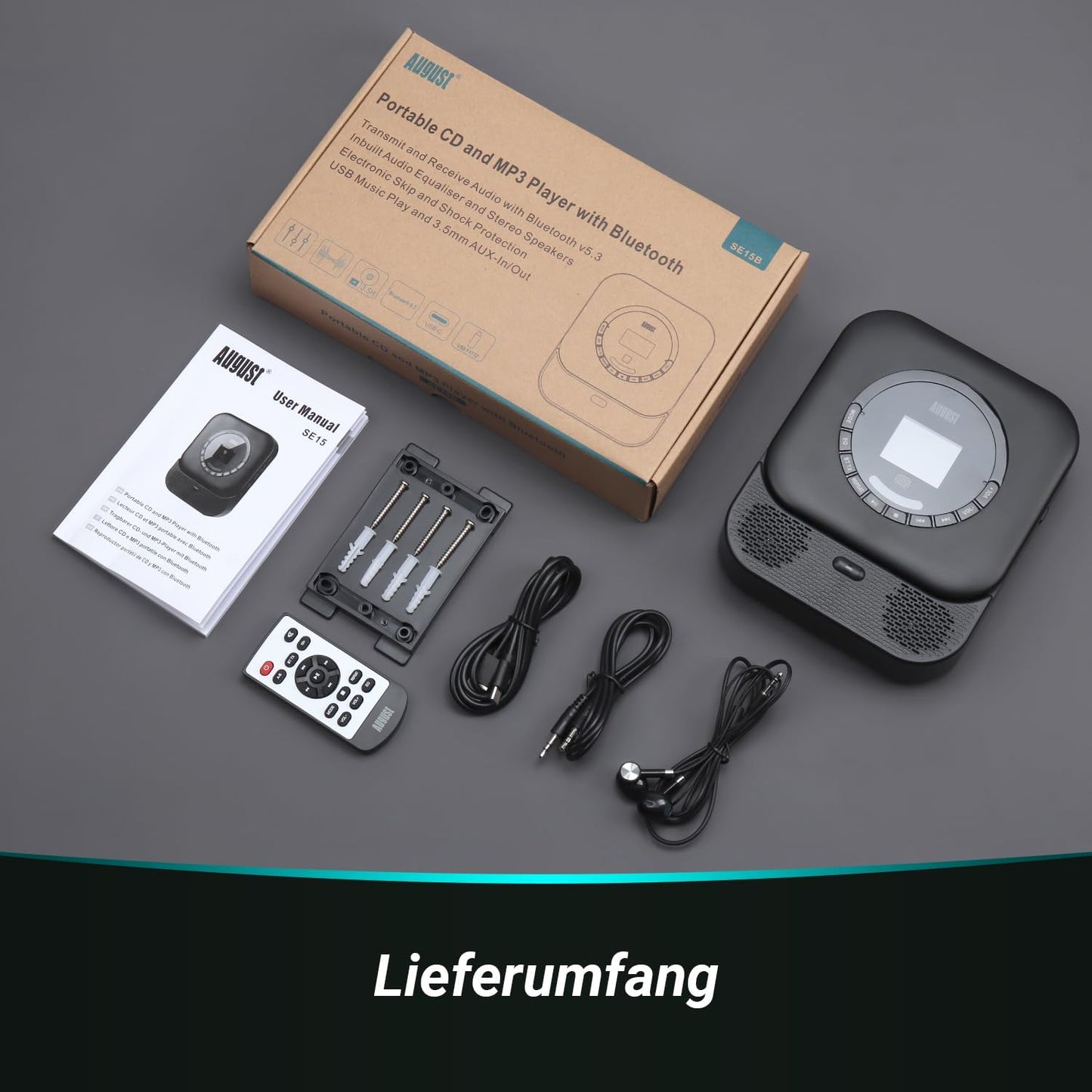 Tragbarer Bluetooth CD-Player mit Lautsprecher