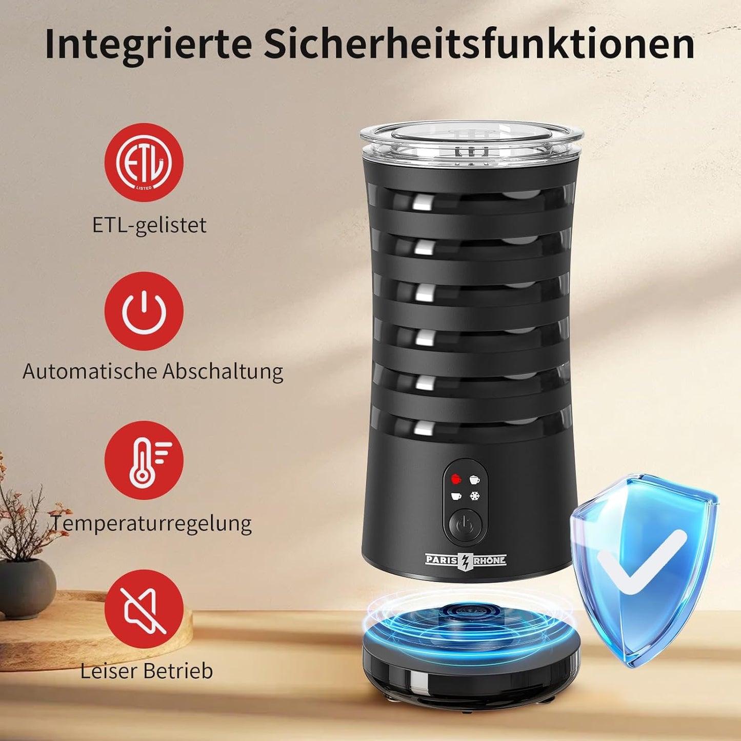 Elektrischer Milchaufschäumer, Schwarz