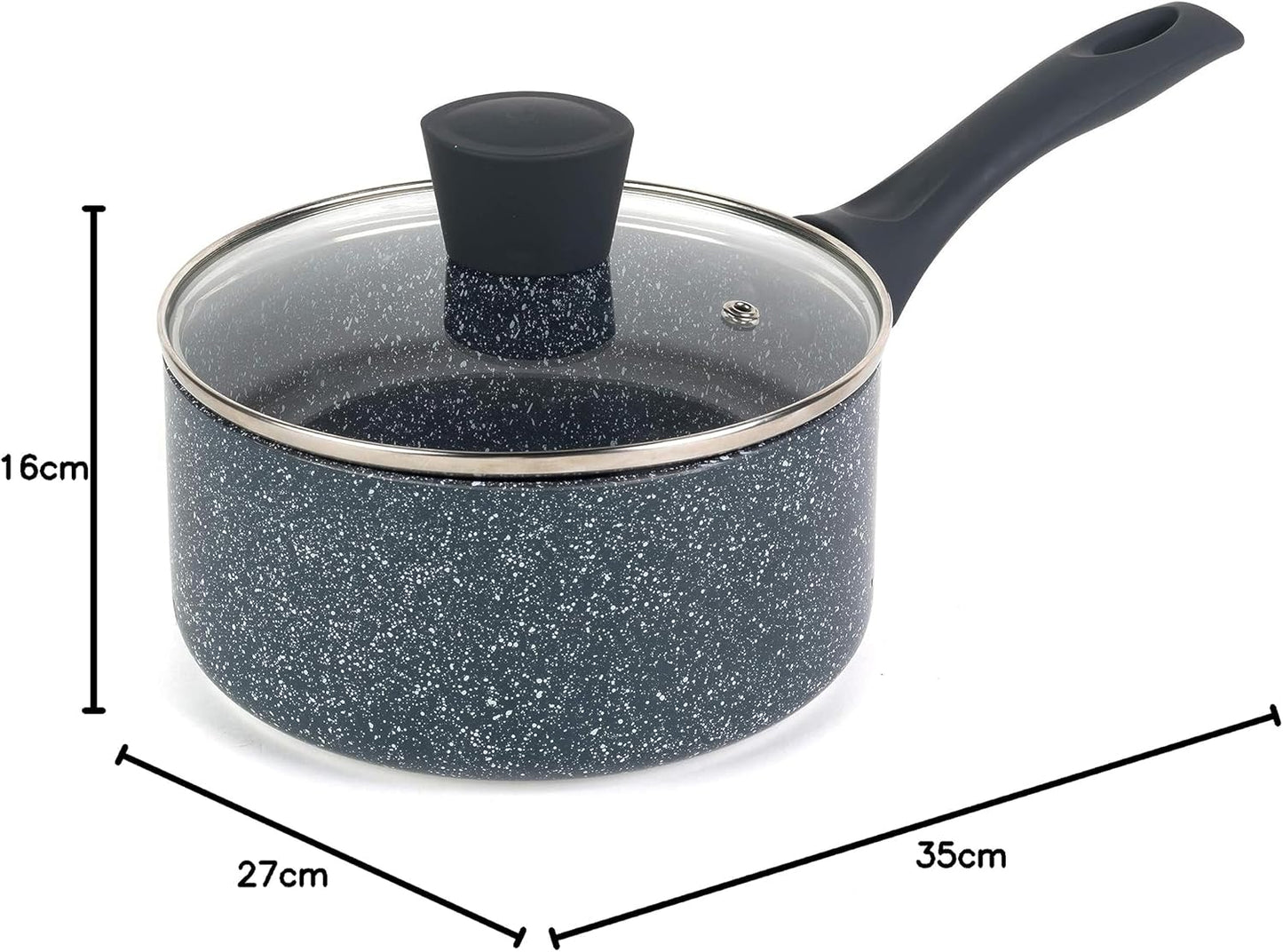 Antihaft-Stielkasserolle 18cm mit Hartglasdeckel, 18 cm kochtopf