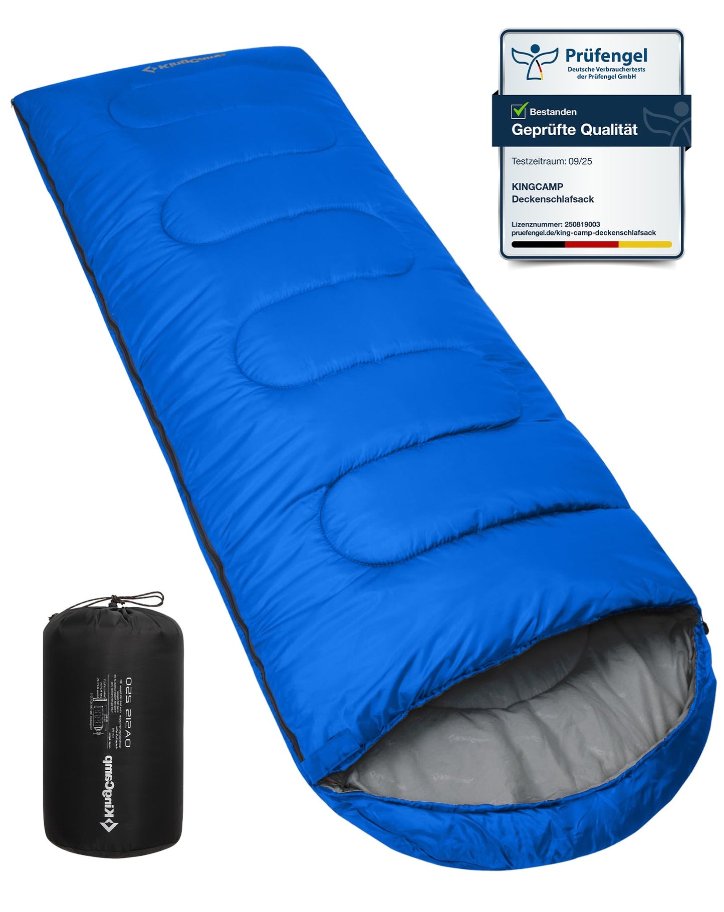 Schlafsack für Erwachsene, Blau L Zip 220×75cm
