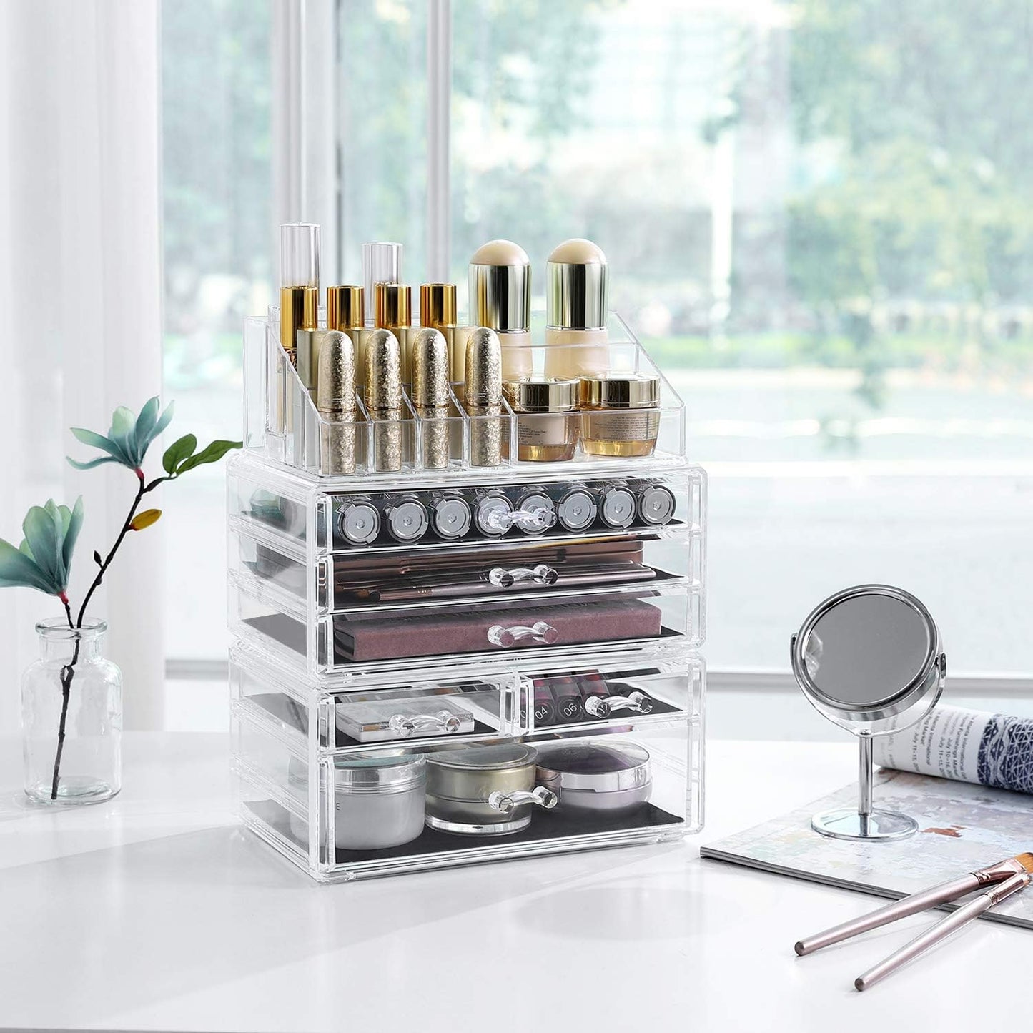 Make-up Organizer mit 6 Schubladen und 15 Fächern, Transparent 5 Tier (30,5H cm)