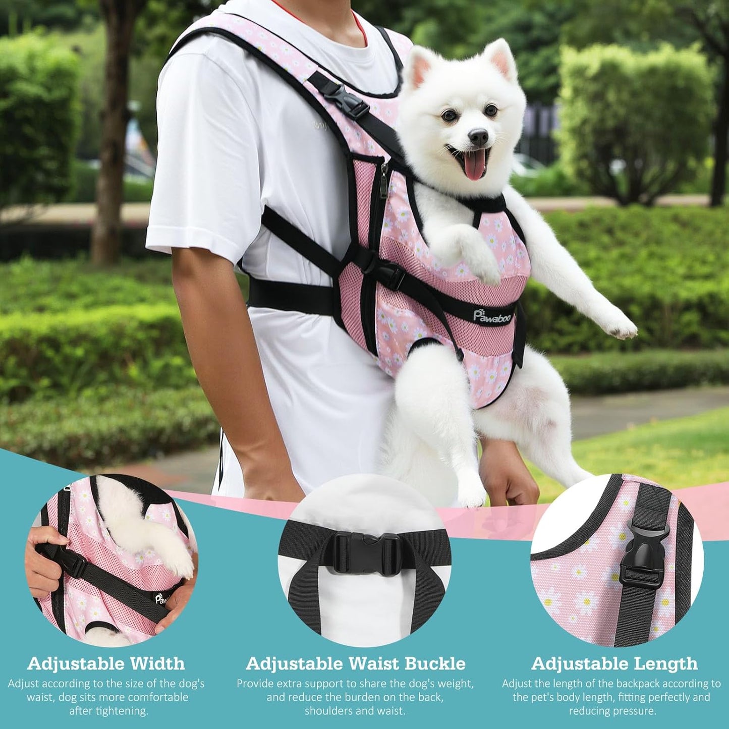 Haustier-Rucksack, AA-Rosa Gänseblümchen M