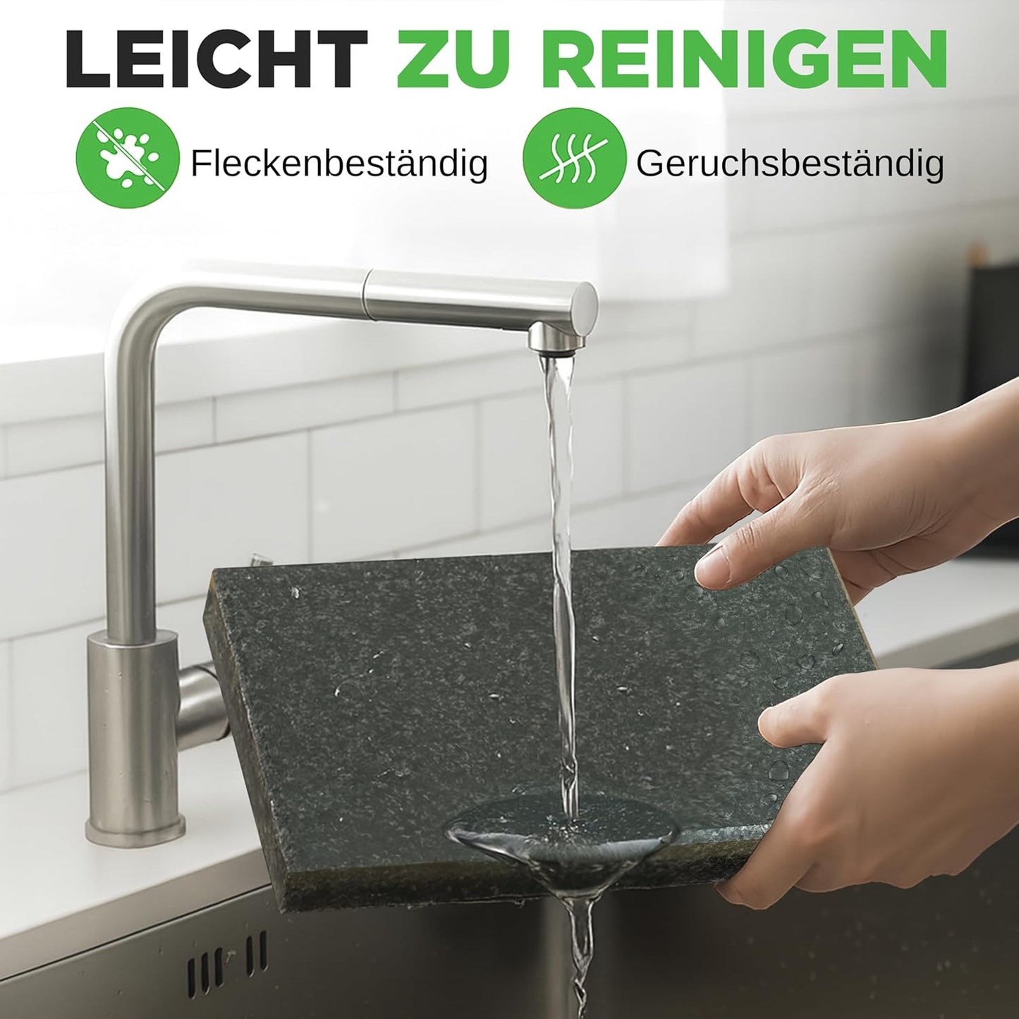 Heisser Stein Grillplatte mit Bambusrahmen, Rechteck