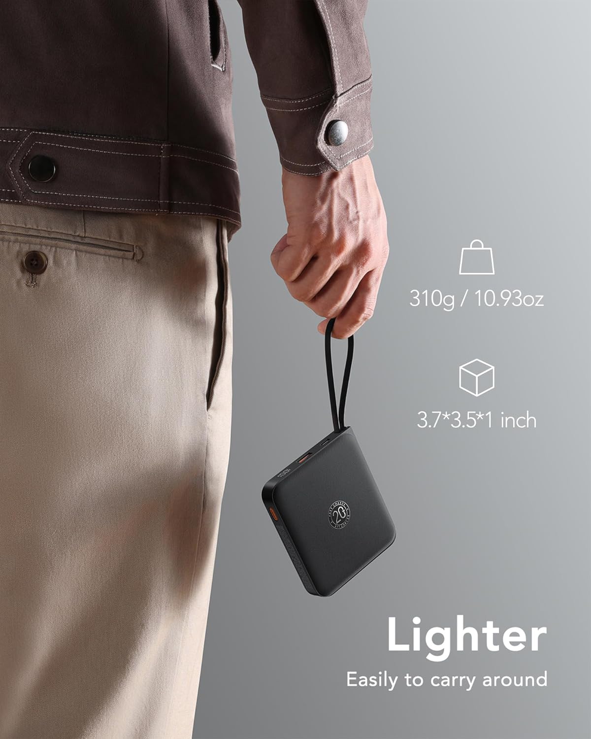 Powerbank mit Schnellladefunktion, schwarz