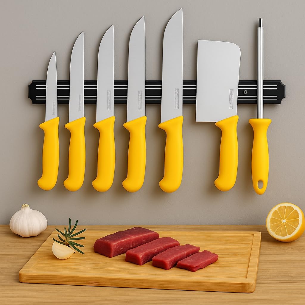 8-teiliges Profi Fleischermesser-Set mit Magnetstreifen, 8 Messer