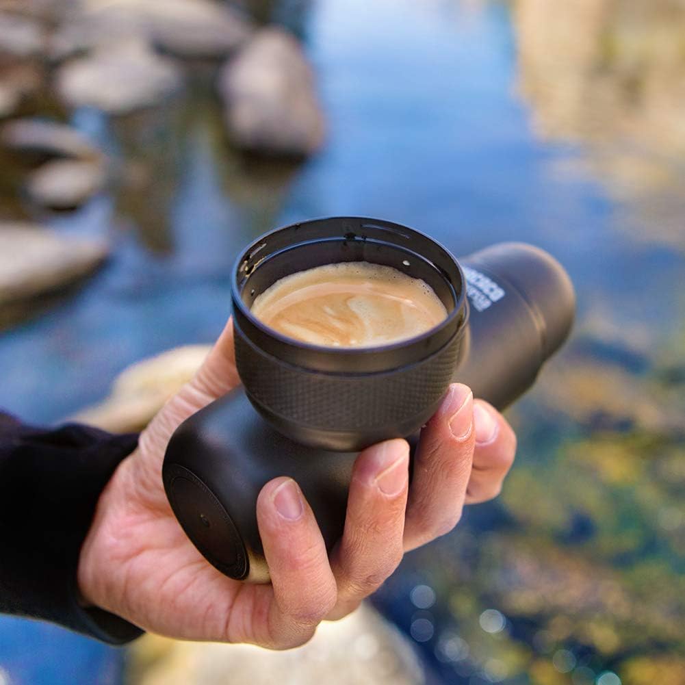 Tragbare Minipresso Espressomaschine für Reisen, Schwarz