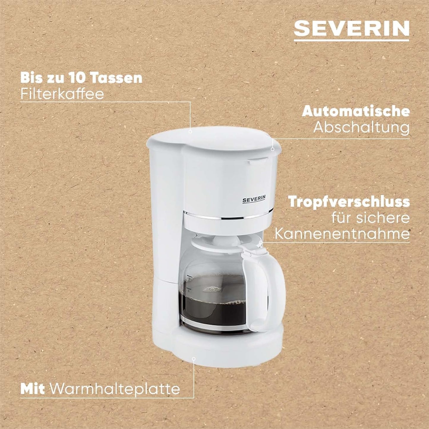 KA 4323 Filterkaffeemaschine mit Glaskanne, Weiss, 900w - 10 Tassen