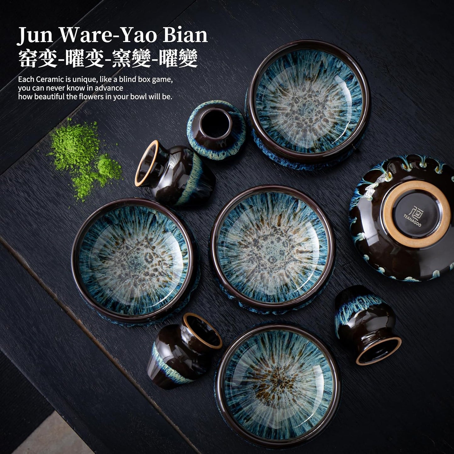 Matcha-Schale mit Schneebesenhalter, Junware-grün
