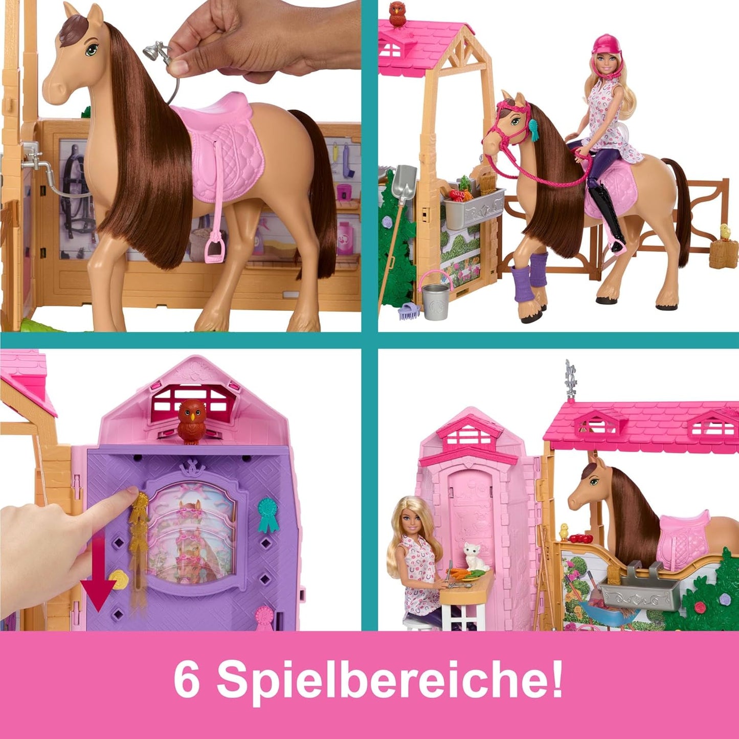 Spielzeugstall-Spielset mit Puppe & Pferd