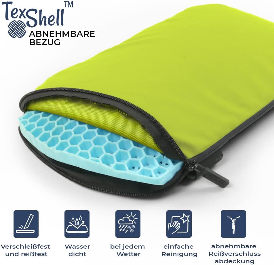 Outdoor Gelsitzkissen mit Karabiner, Limone / Schwarz