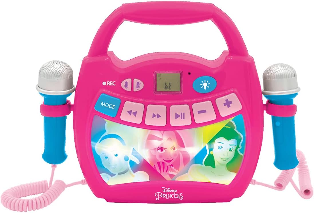 Disney Prinzessin Bluetooth Lautsprecher mit Lichteffekte und Mikrofonen, Batterie wiederaufladbar, Disney Prinzessin