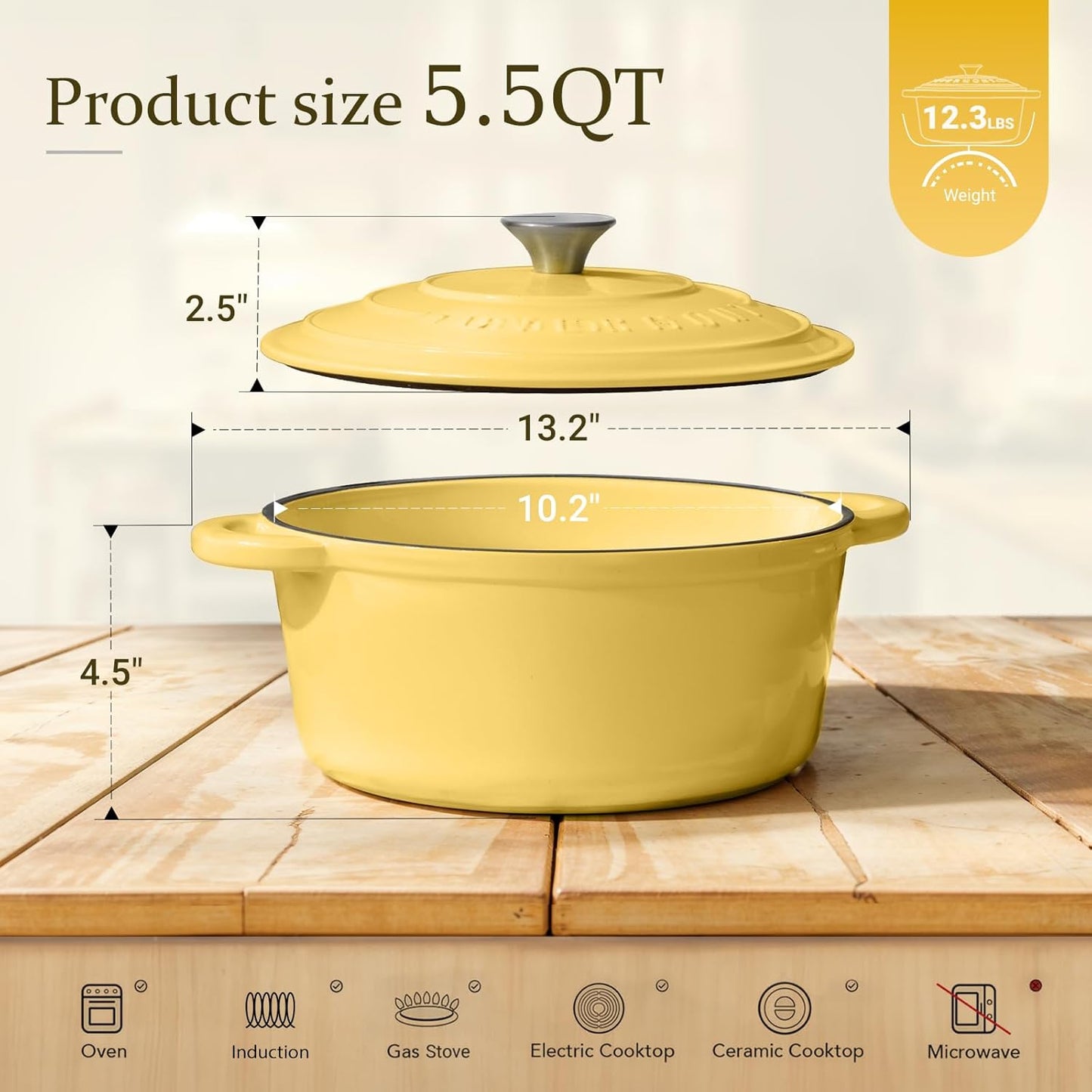 Schmortopf mit Deckel, 26cm-5.2L Goose Yellow