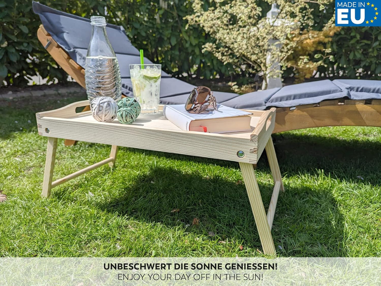 Frühstückstablett mit klappbaren Beinen, Natur (Holz)