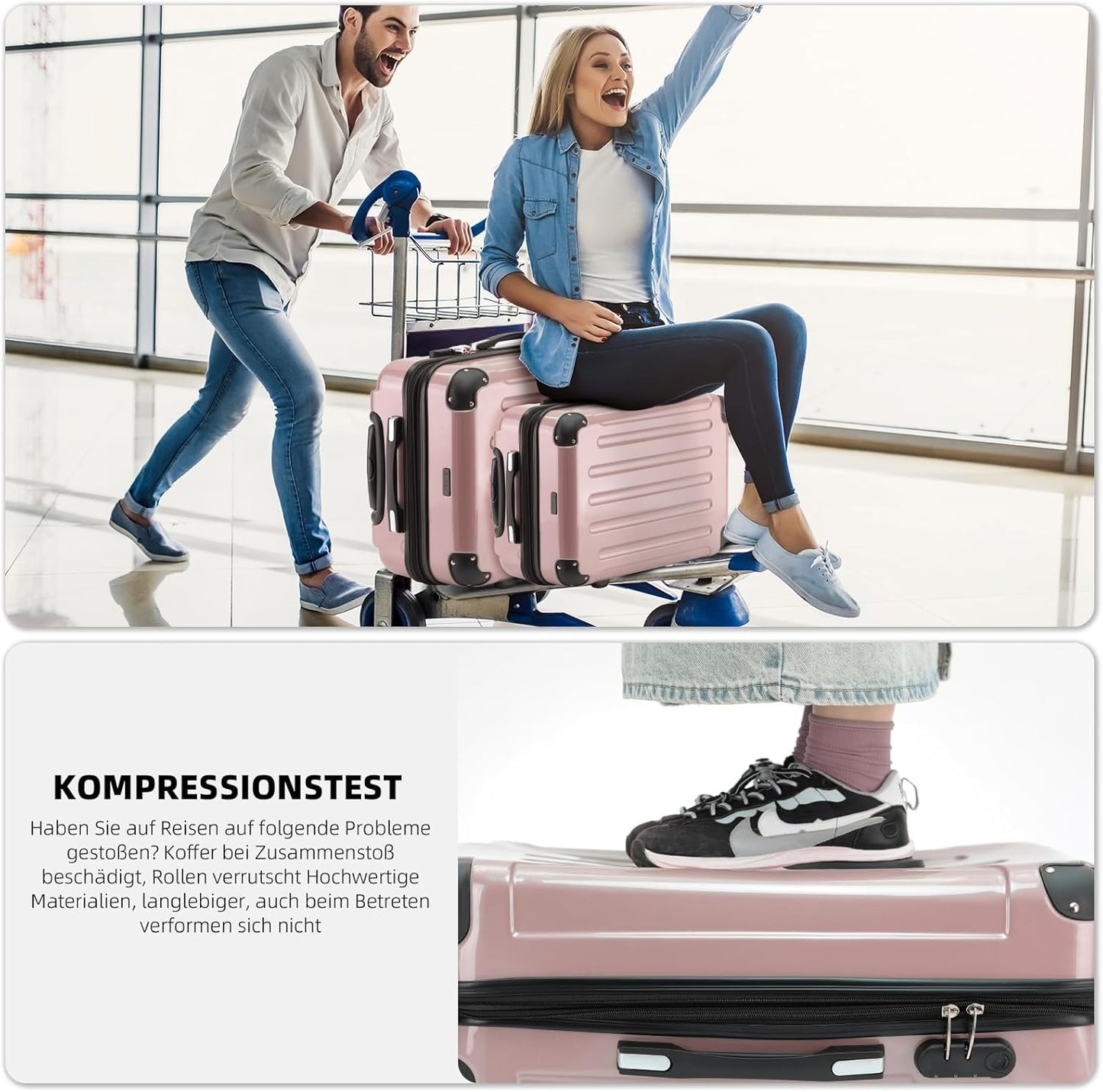 3-tlg. Hartschalenkoffer-Set, Rosagold SET