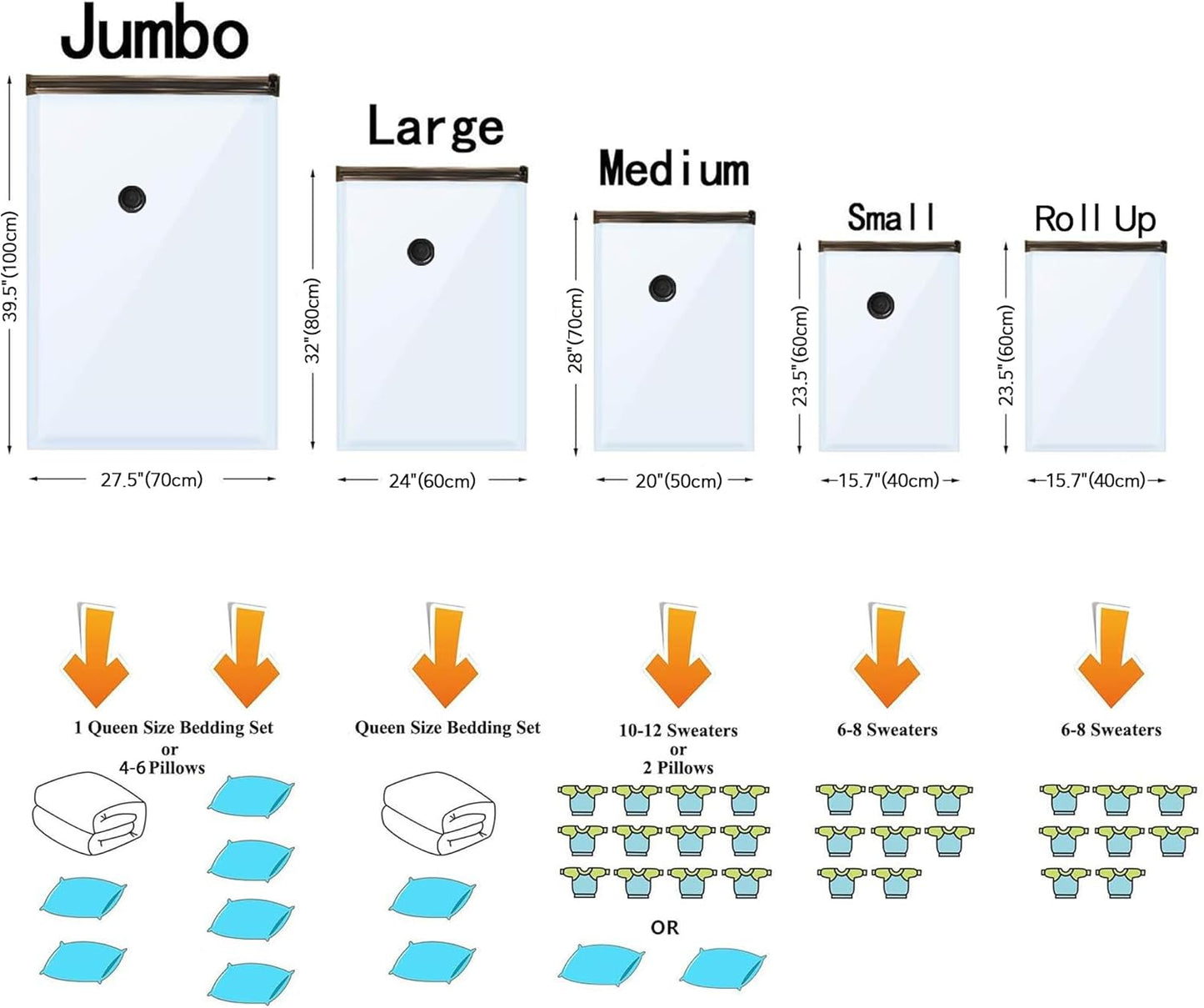 20-teiliges Vakuumbeutel-Set für Kleidung, 20 Combo