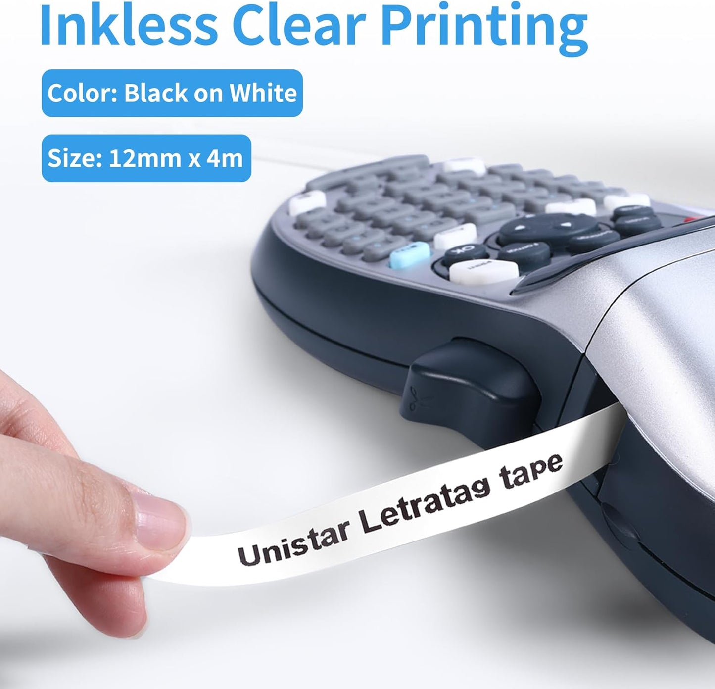 Schriftband für Dymo LetraTag Etikettendrucker, 12mm x 4m