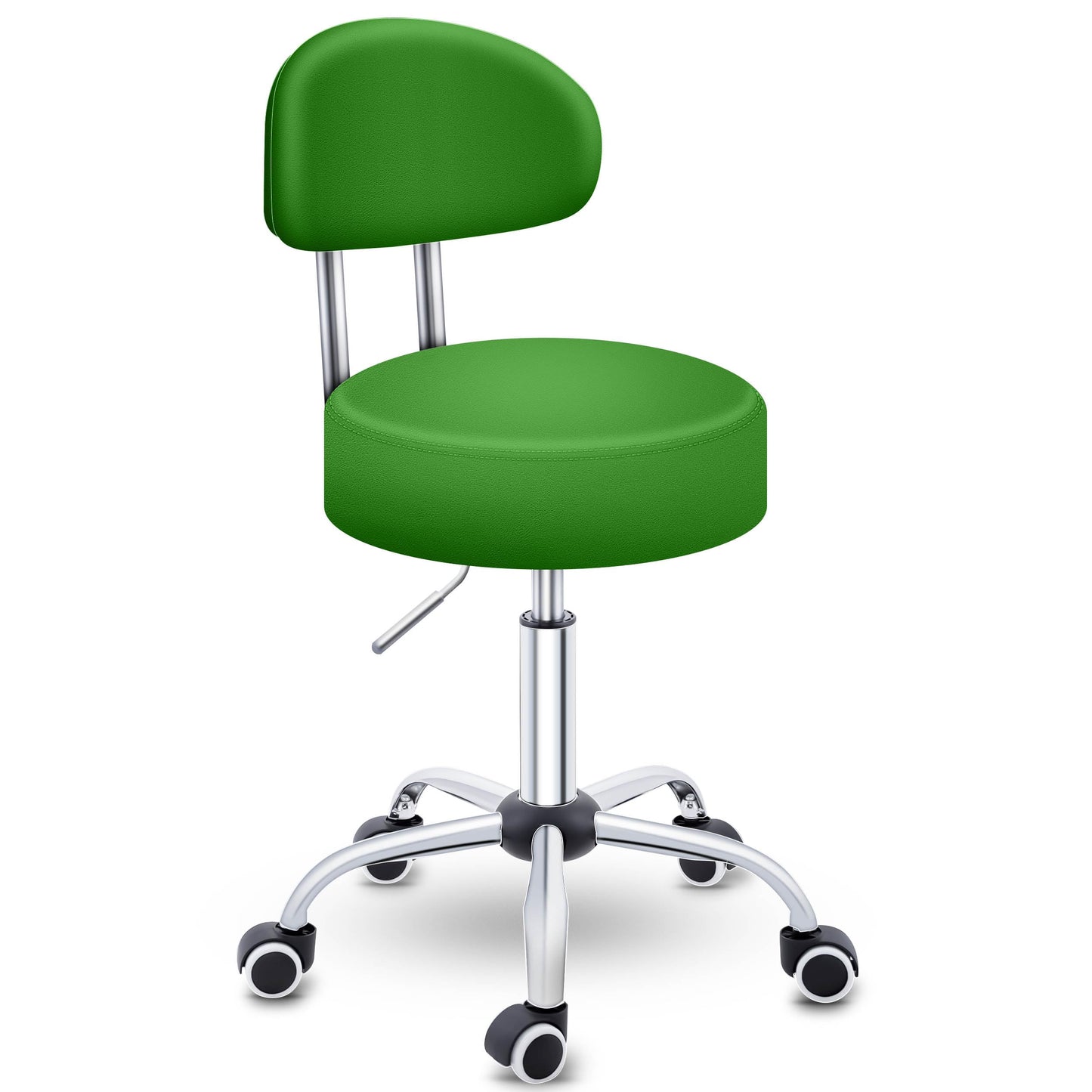 Höhenverstellbarer Rollhocker mit Lehne, Grün