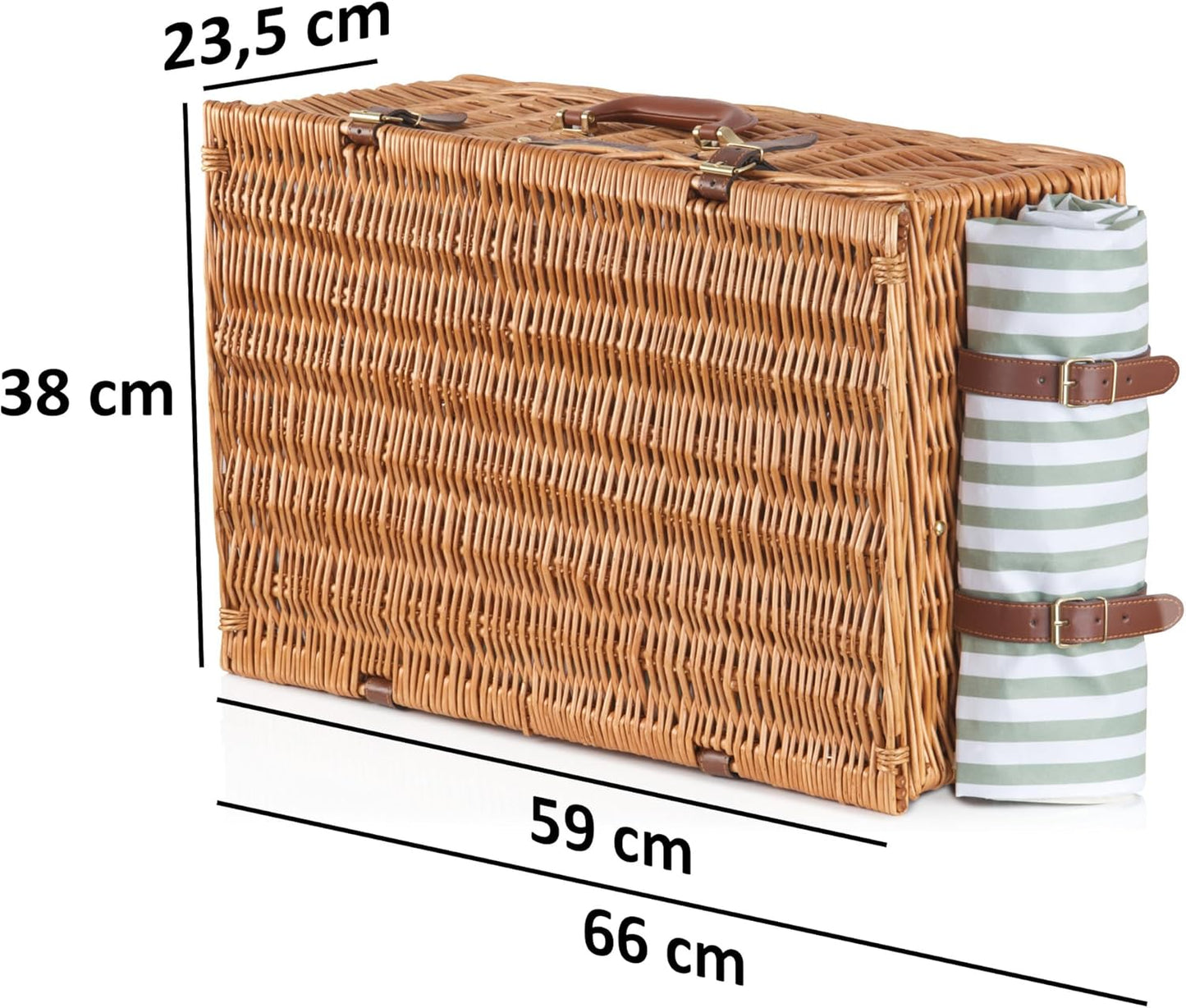 Picknickkorb für 4 Personen mit 29-teiligem Geschirr-Set, Braun