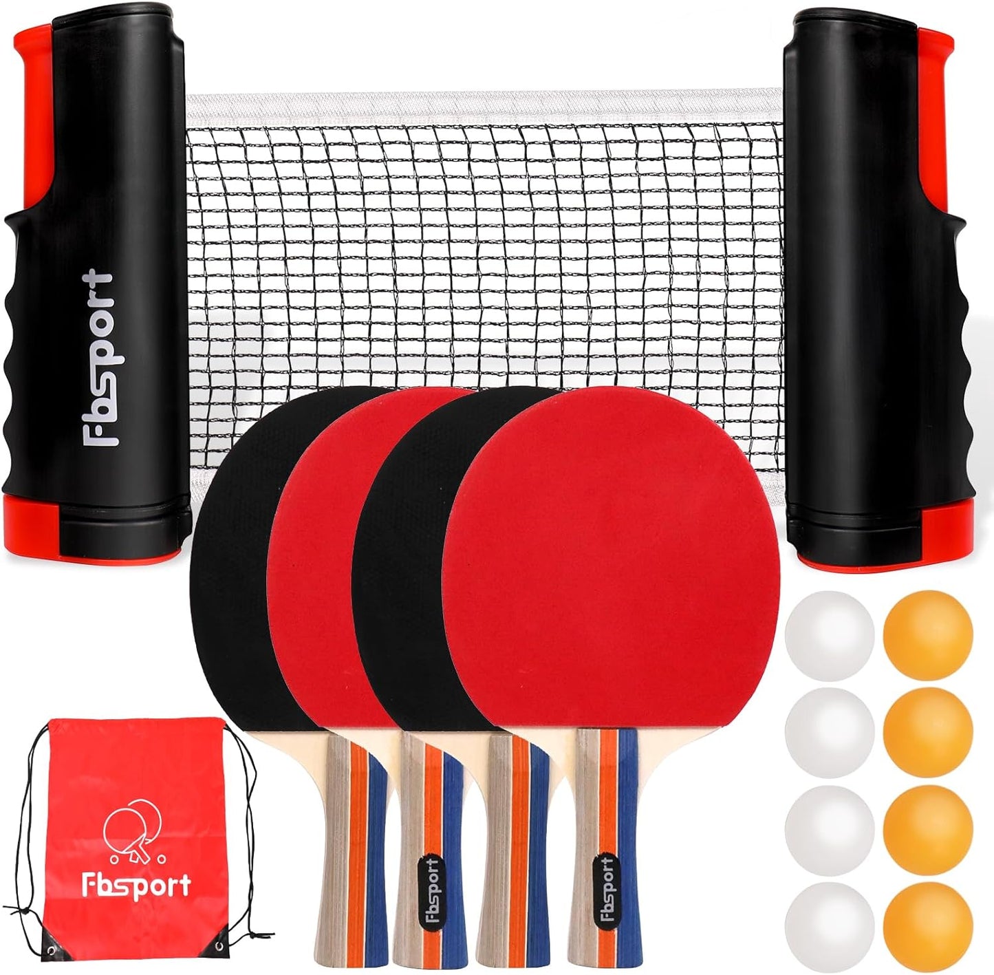 13-teiliges Tischtennis-Set mit Netz und Schlägern, Grün