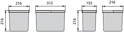 Recycle Behälter für Küchenschublade, H 216 mm (1x12 L + 2x6 L) Container