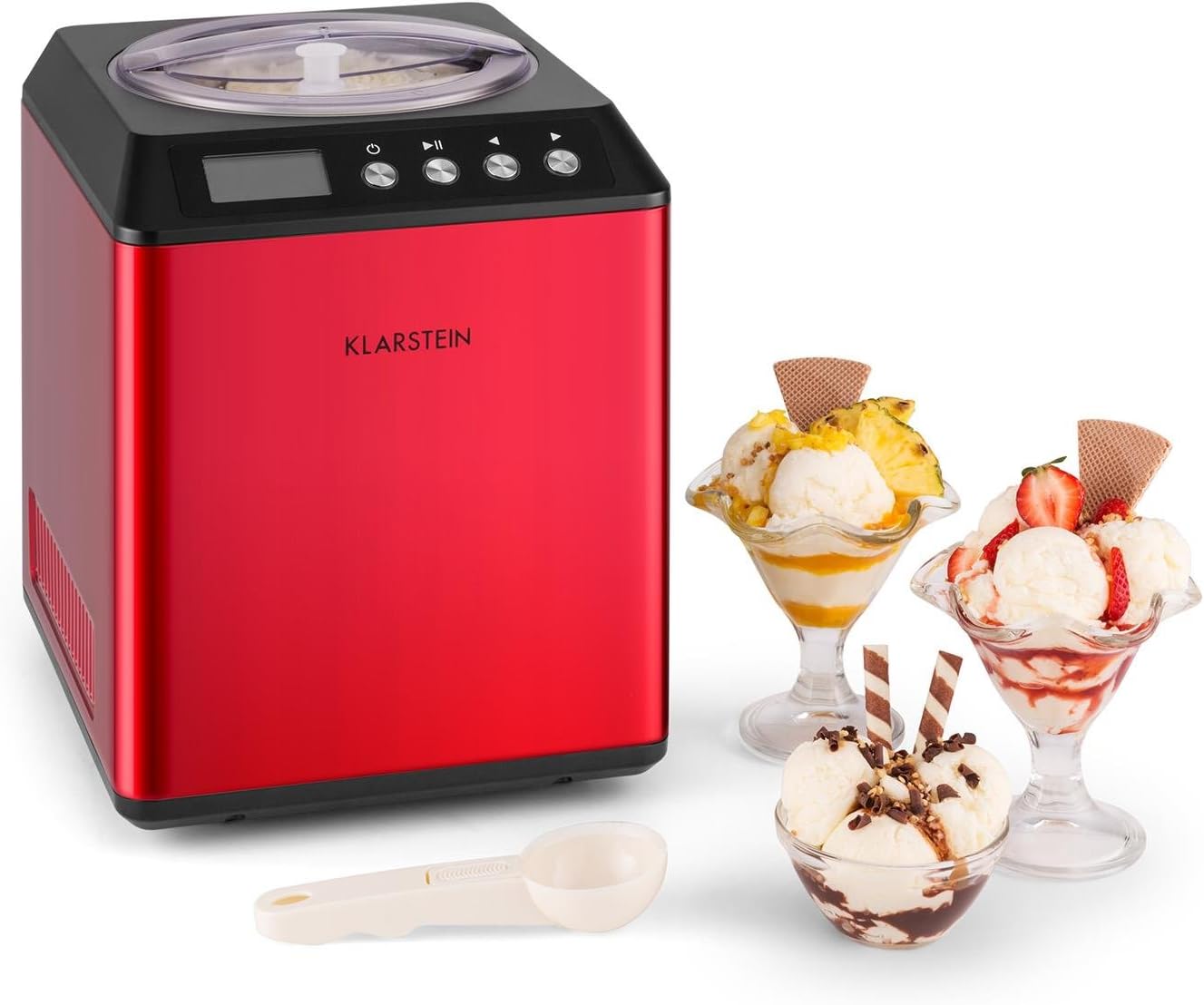 Vanilla Sky Eismaschine mit Timer und LED-Display, 2 L, Rot