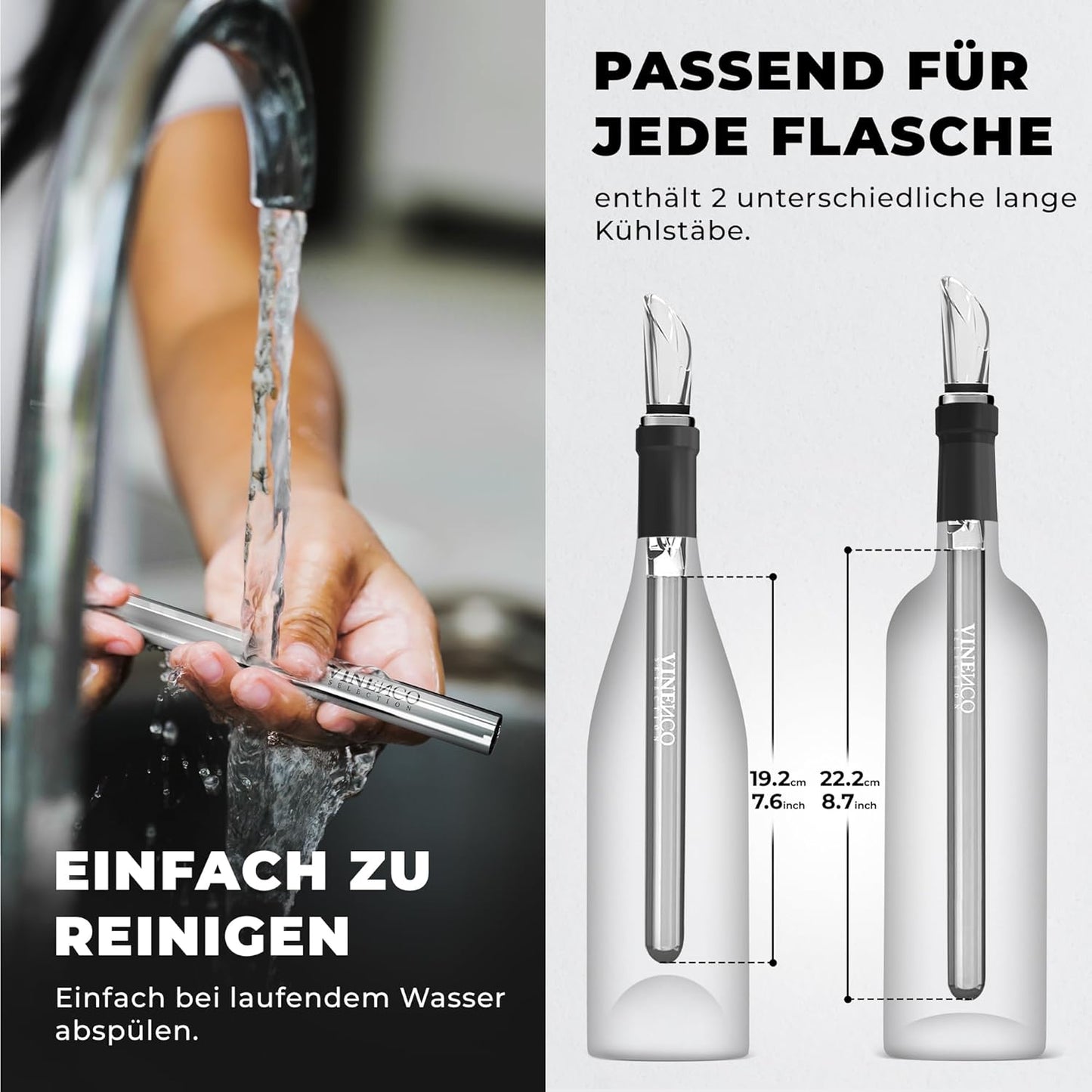 Weinkühler-Set mit Dekantier-Ausgiesser, Set mit 2 Kühlstäben