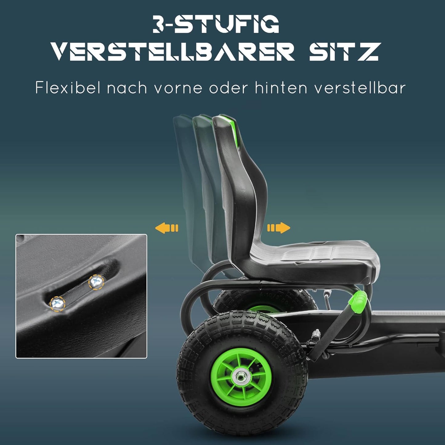 Kinder-Gokart, Grün+schwarz