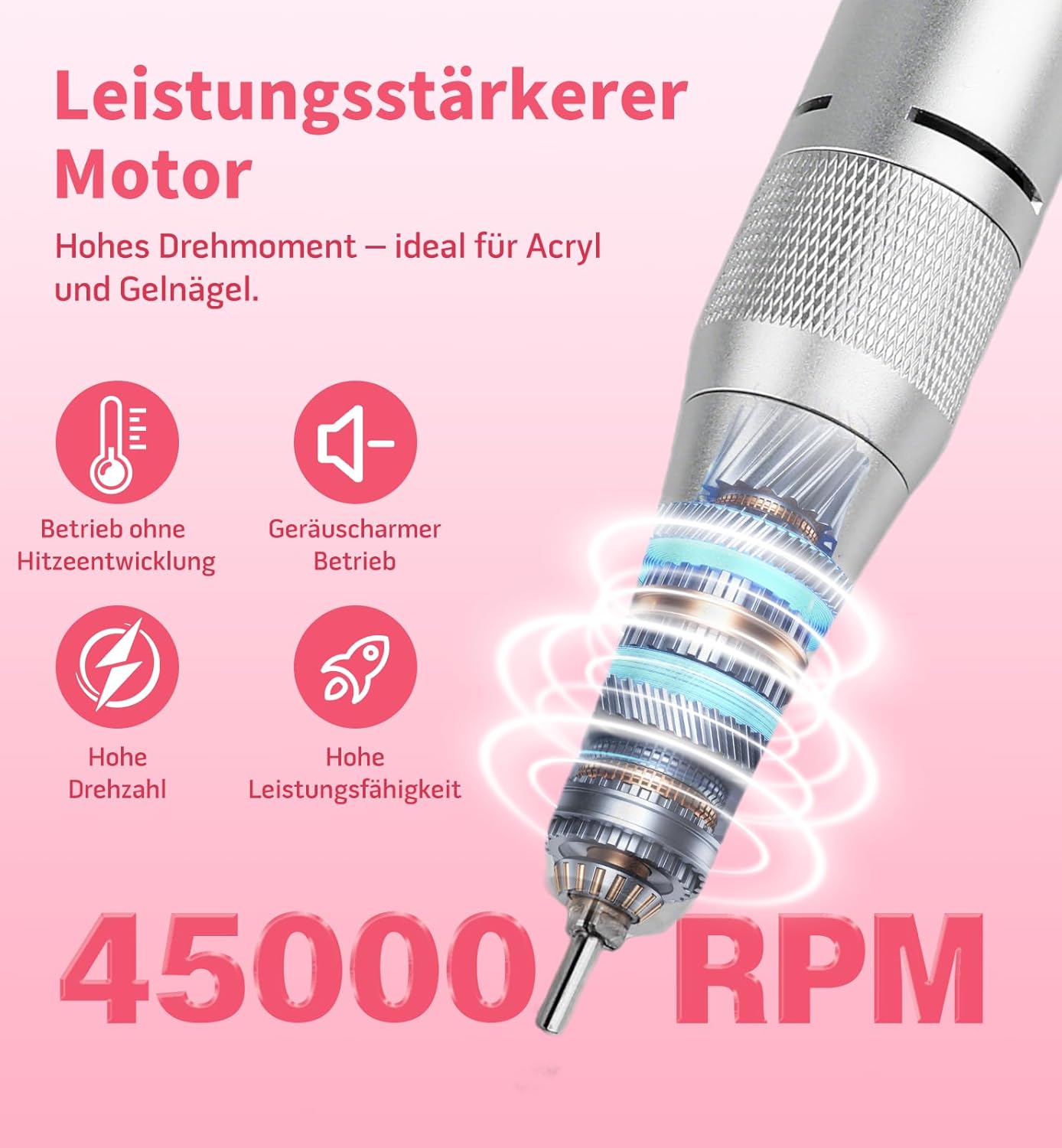 Elektrische Nagelfräse mit LED Display, 45000U/Min