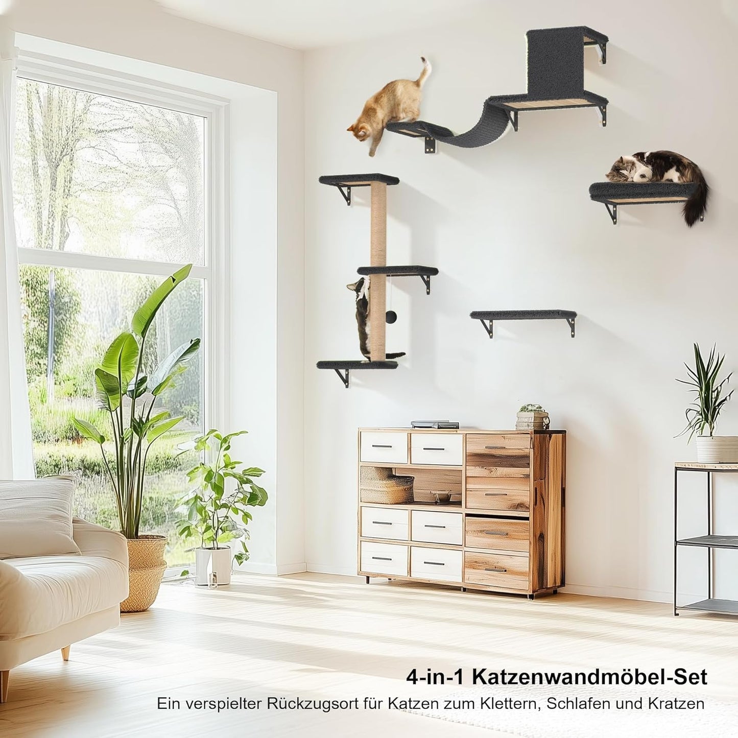 Kletterwand Katzen Set, Grau