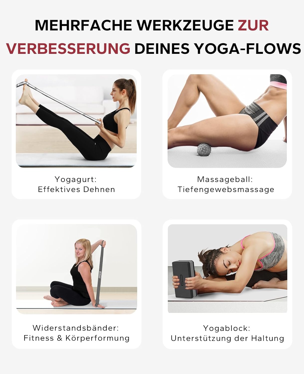 Yoga-Block Set, Schwarz/Grau