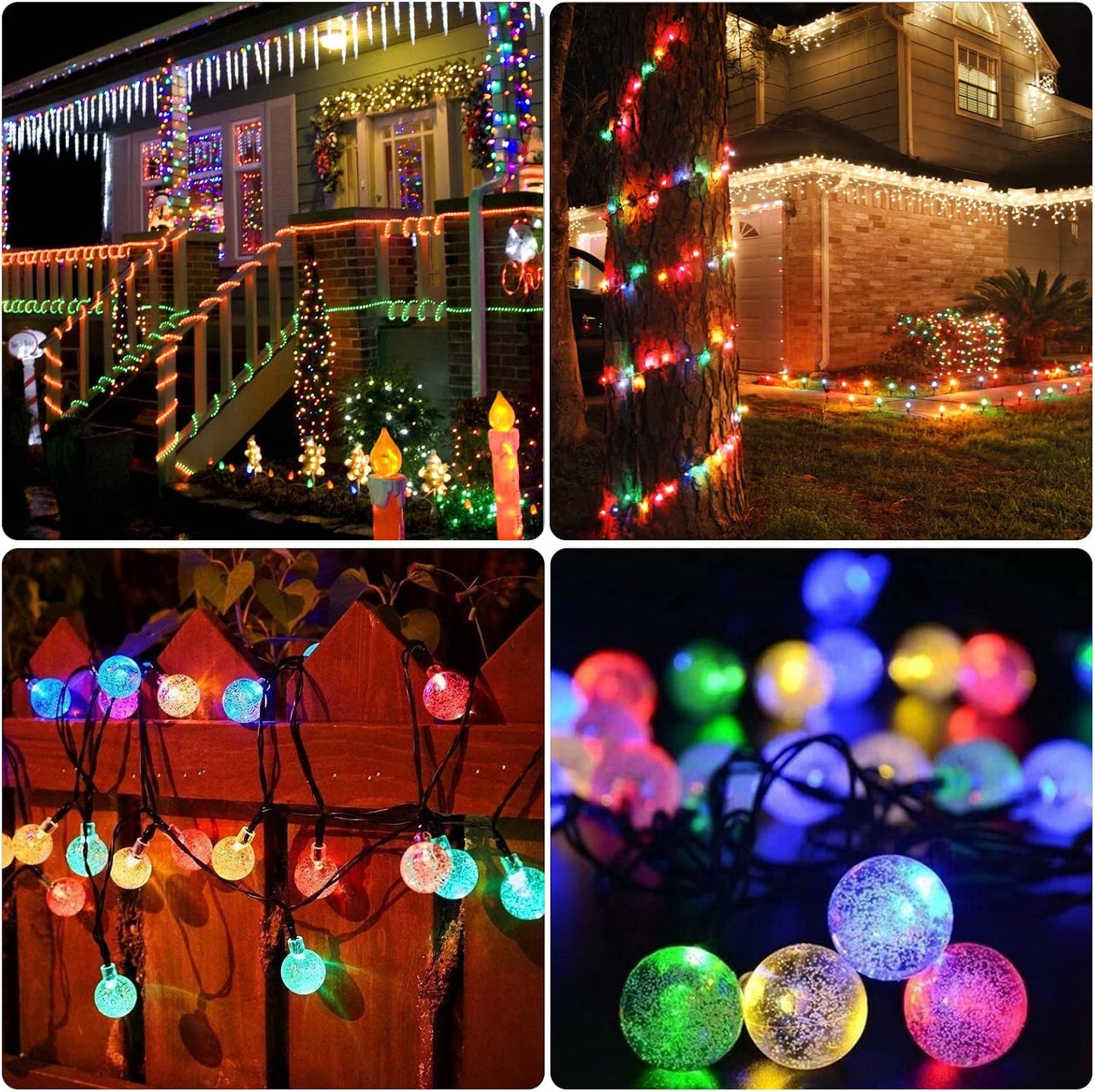Solarbetriebene LED-Lichterkette, Bunt 100LED 15+3M