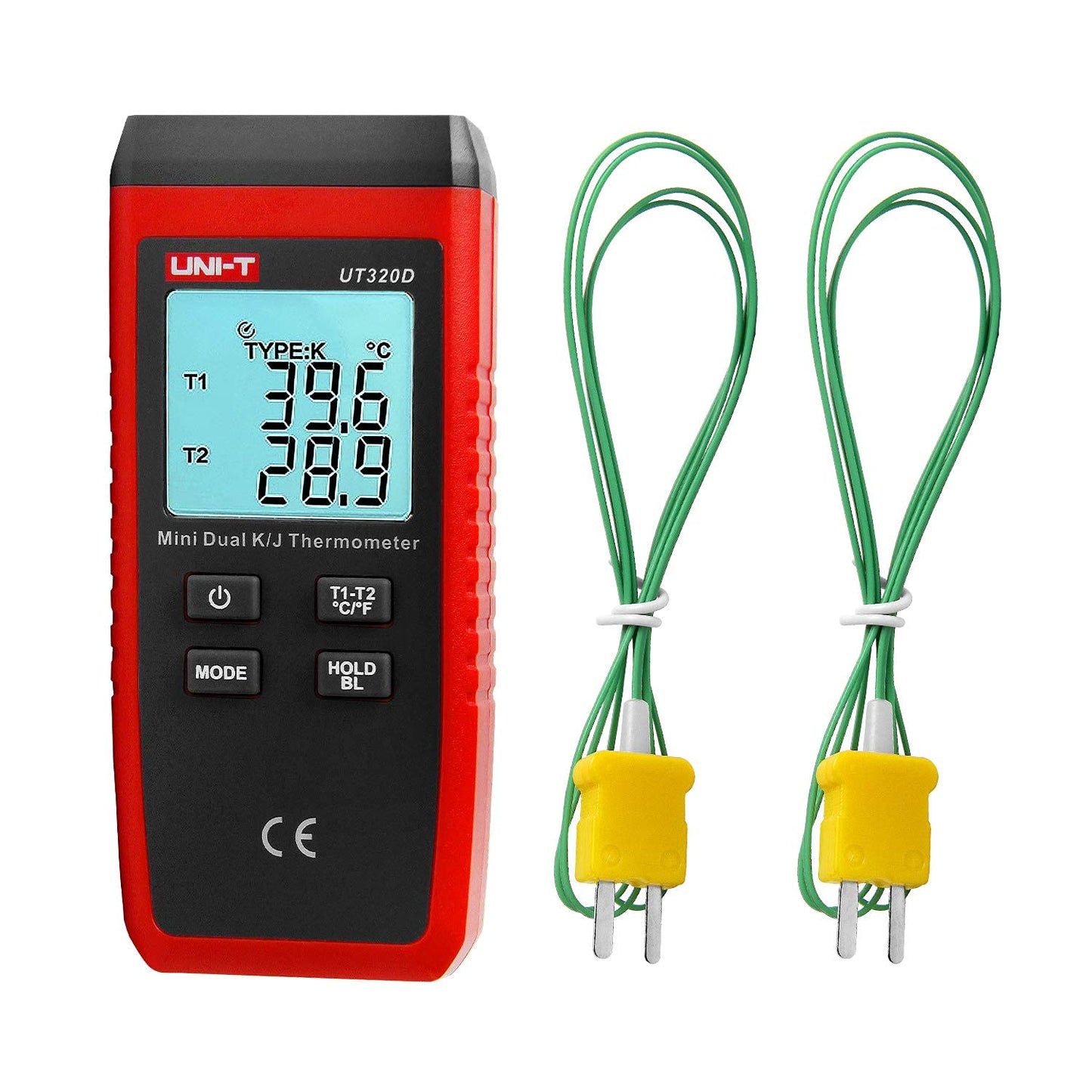 Digitales Thermometer UT320D mit 2 K-Sonden