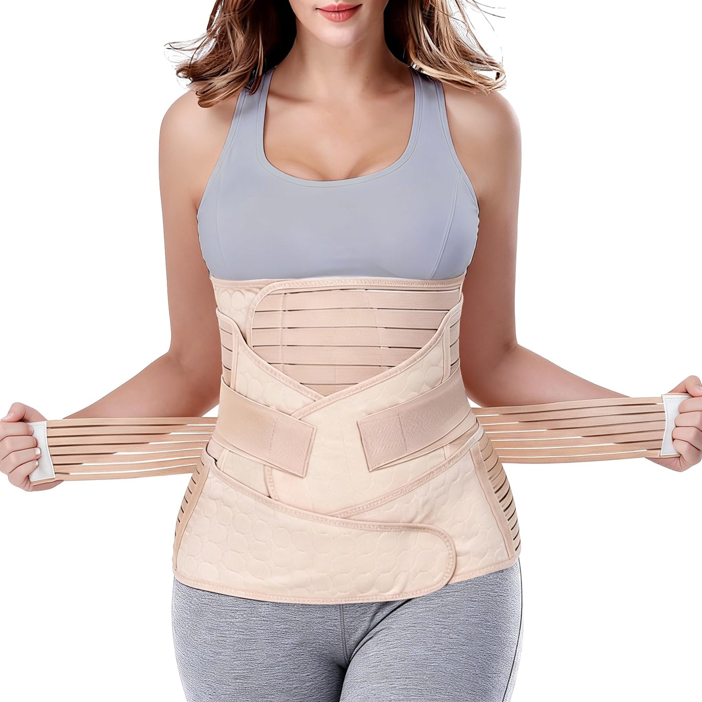 3-in-1 Bauch- und Rückbildungsgürtel Set, XL Beige