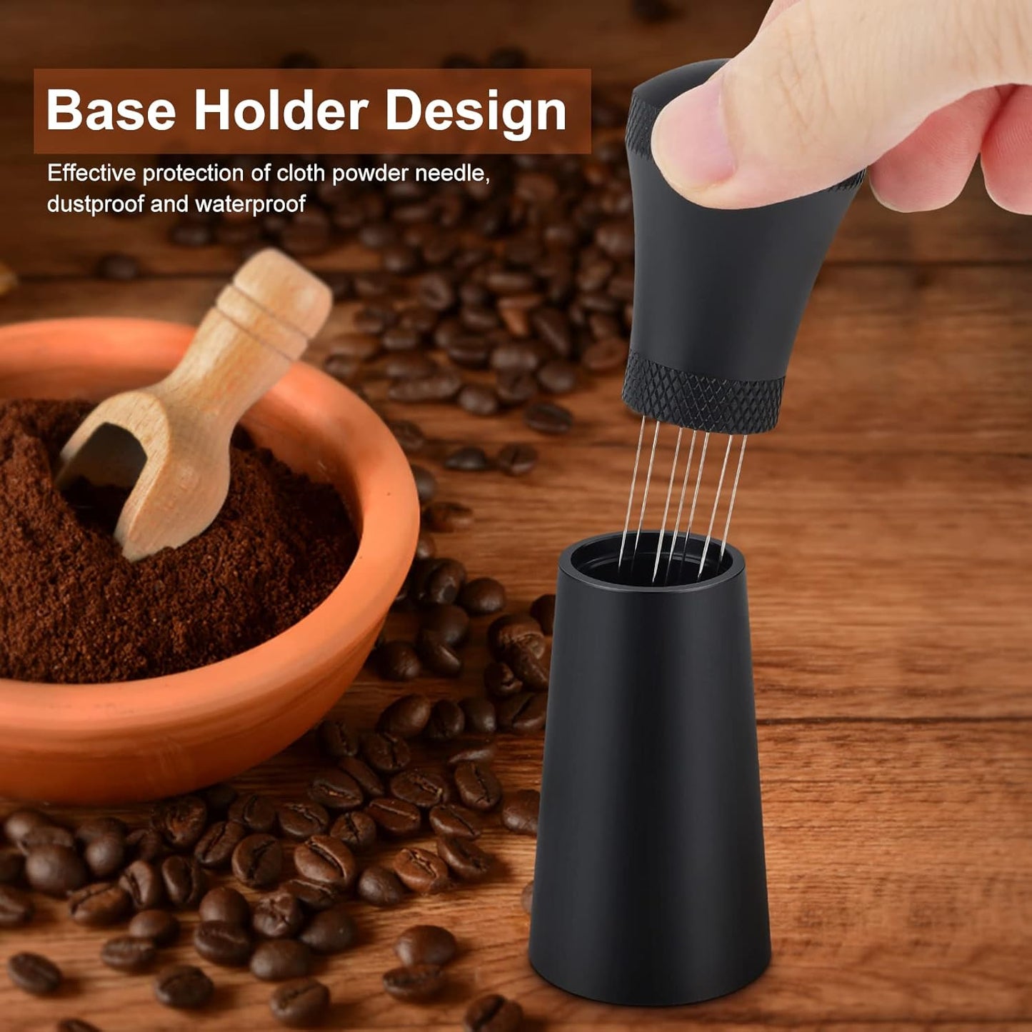 Espresso-Nadel WDT Tool mit 7 feinen Nadeln, Schwarz 1.0
