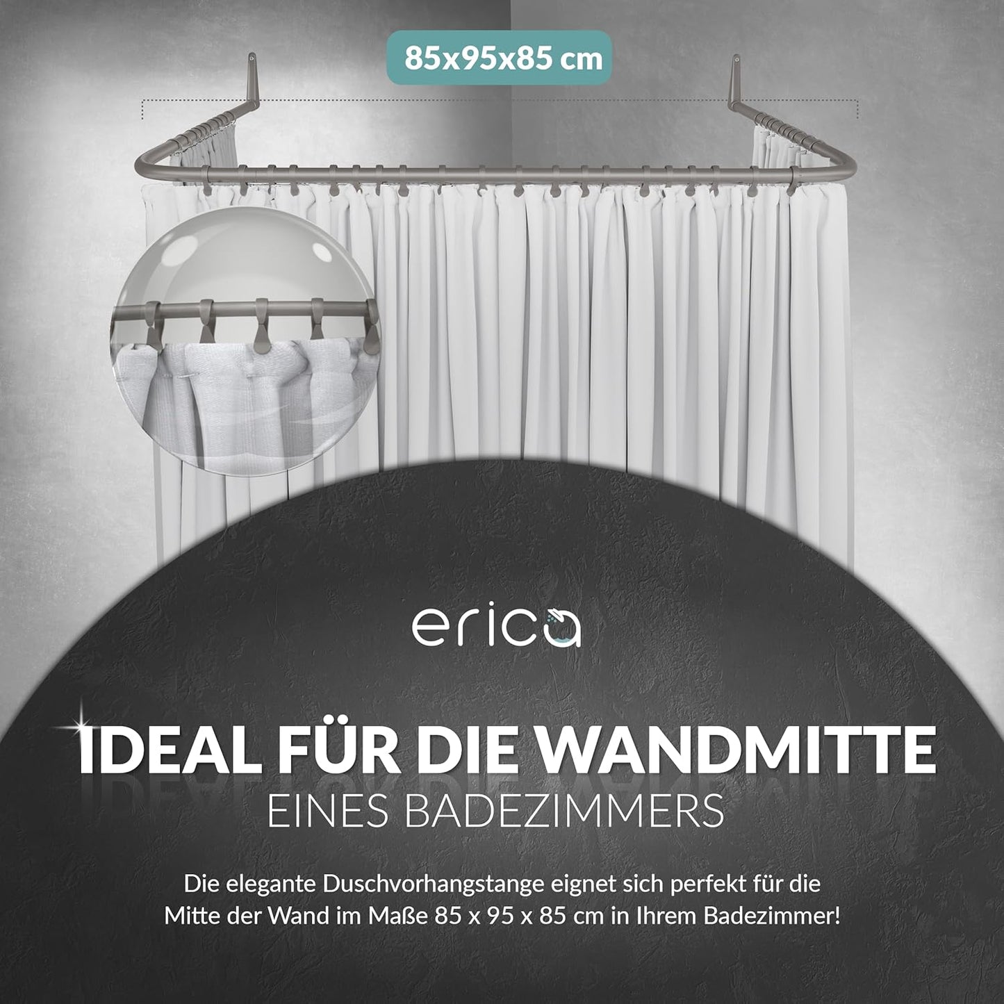 Winkelstange für Dusche, Grau