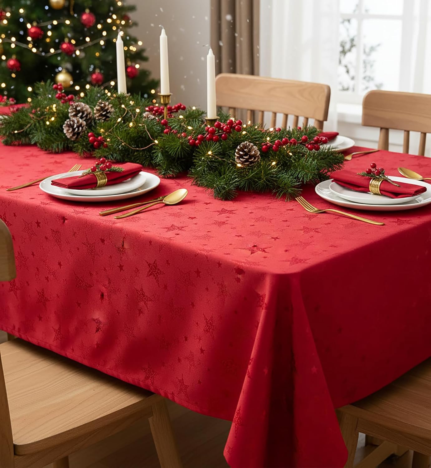 Tischdecke Magic Stars, 250 x 150 cm (Rechteckig) Rot