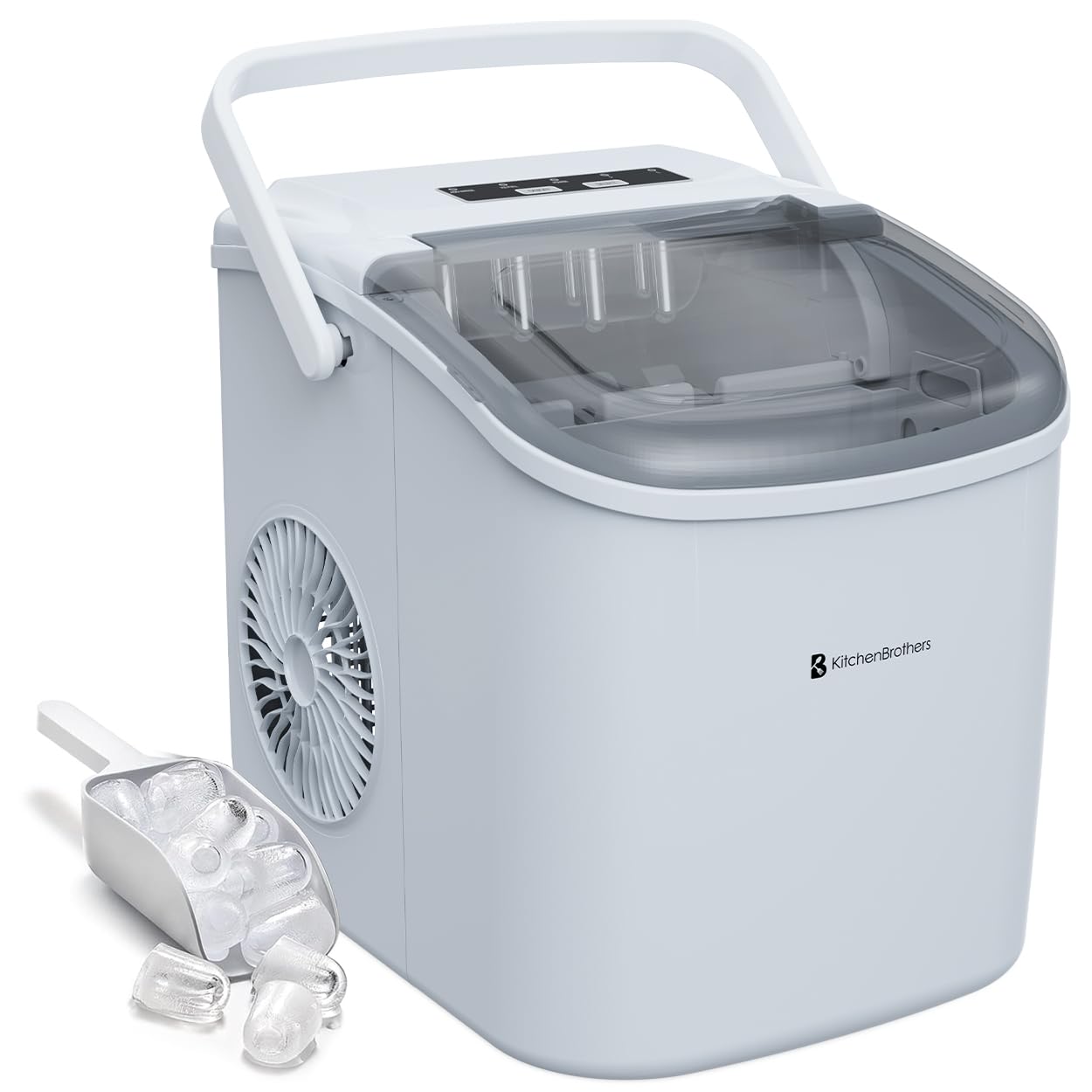 Eiswürfelmaschine LifeGoods für Crushed Ice und Würfel, Weiß