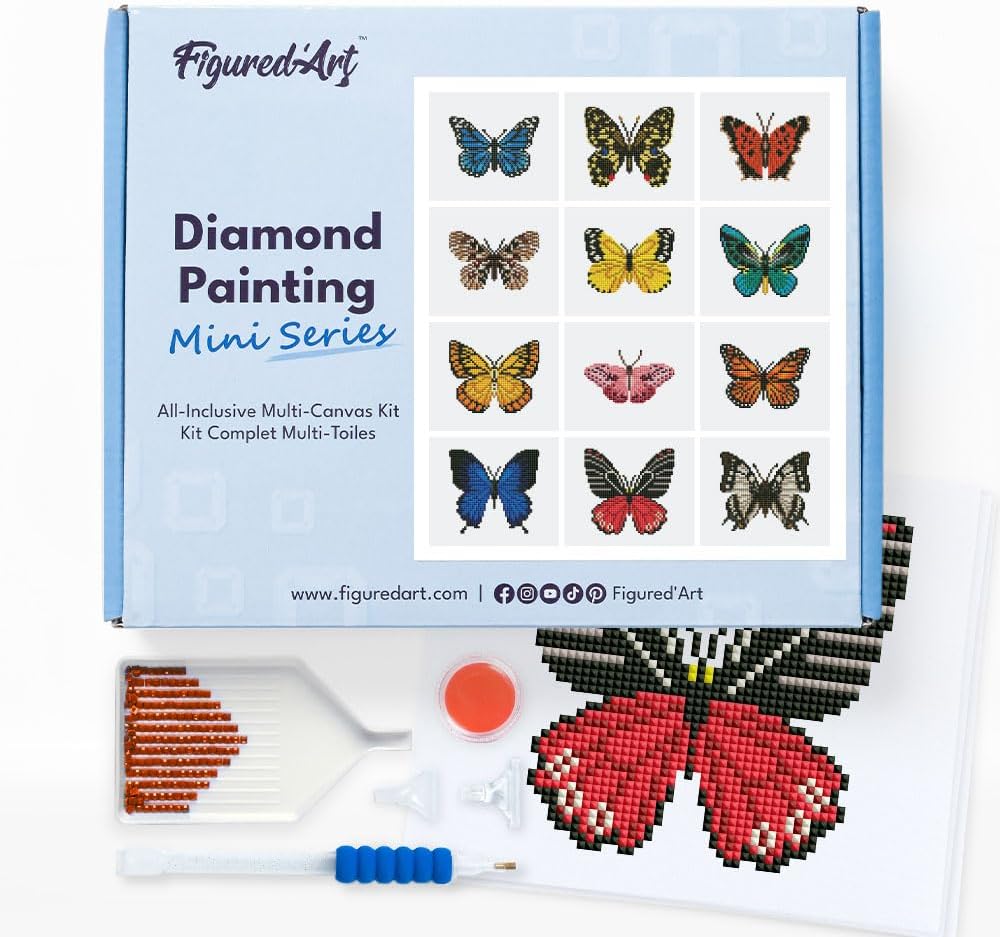 Mini Serie Diamond Painting Set mit 12 Stück, Schmetterlinge 2 PROBLEMYOUMUSTCHECK