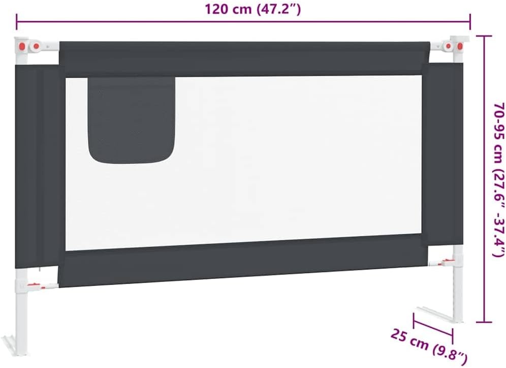 Bettschutzgitter für Kleinkinder Zafir, 120 x 25 cm Dunkelgrau