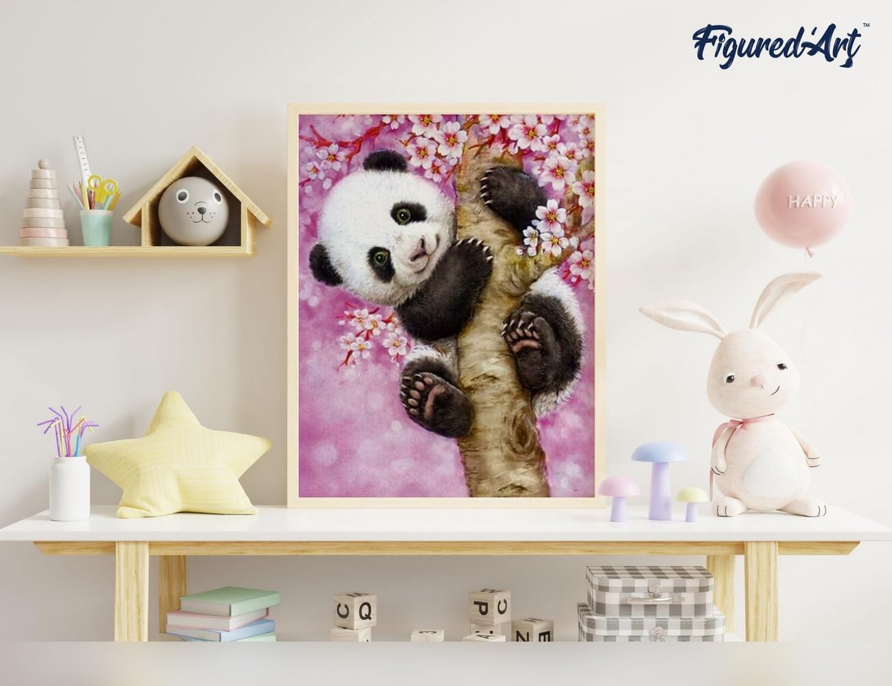 Malen nach Zahlen Set Panda Baby, Panda Baby 40x50cm Mit Keilrahmen (nicht gespannt)