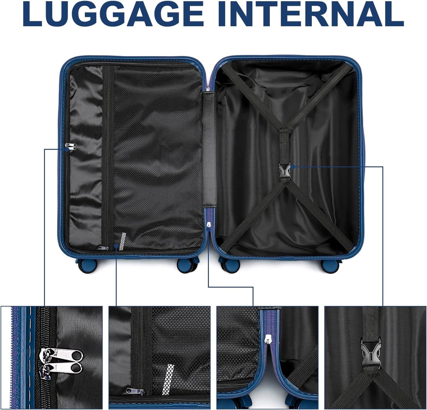 Hartschalenkoffer mit TSA-Schloss, Blau 24"-M