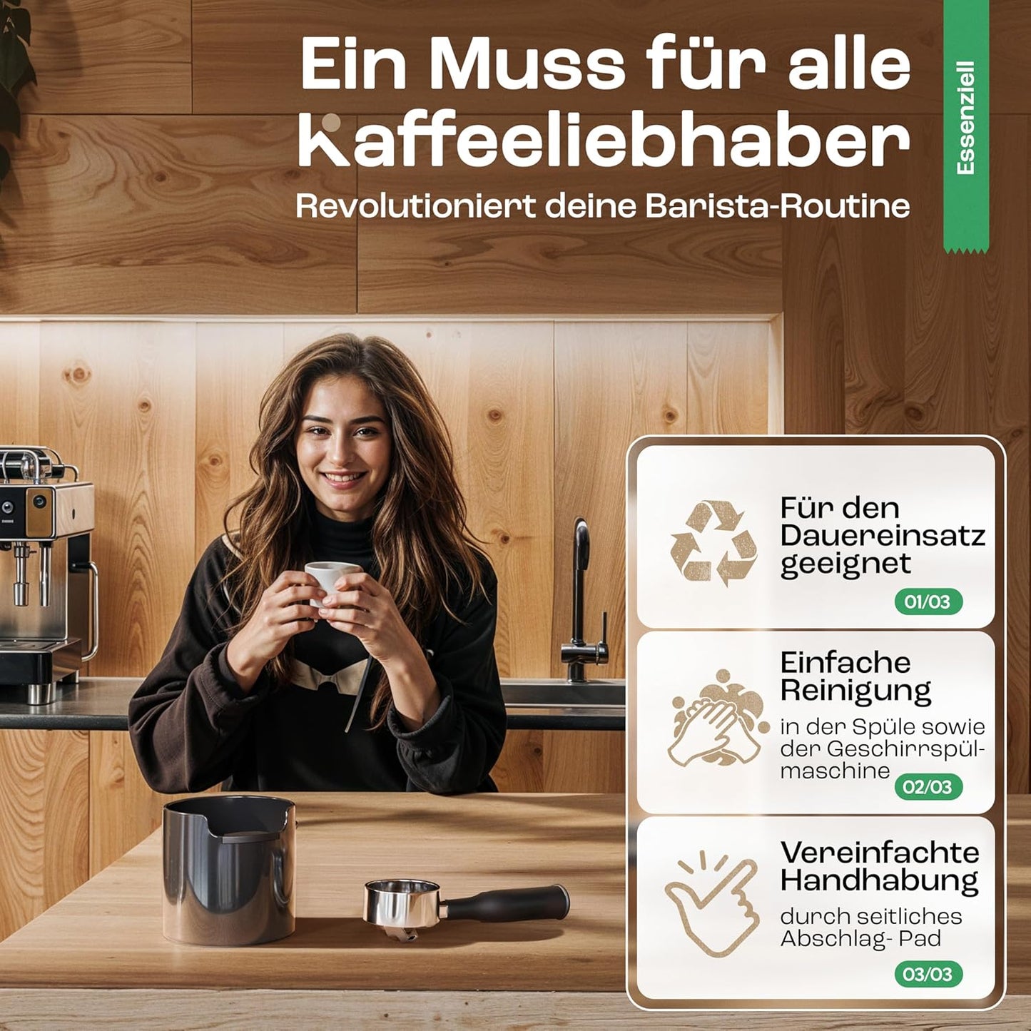 Abklopfbehälter für Siebträger-Maschinen